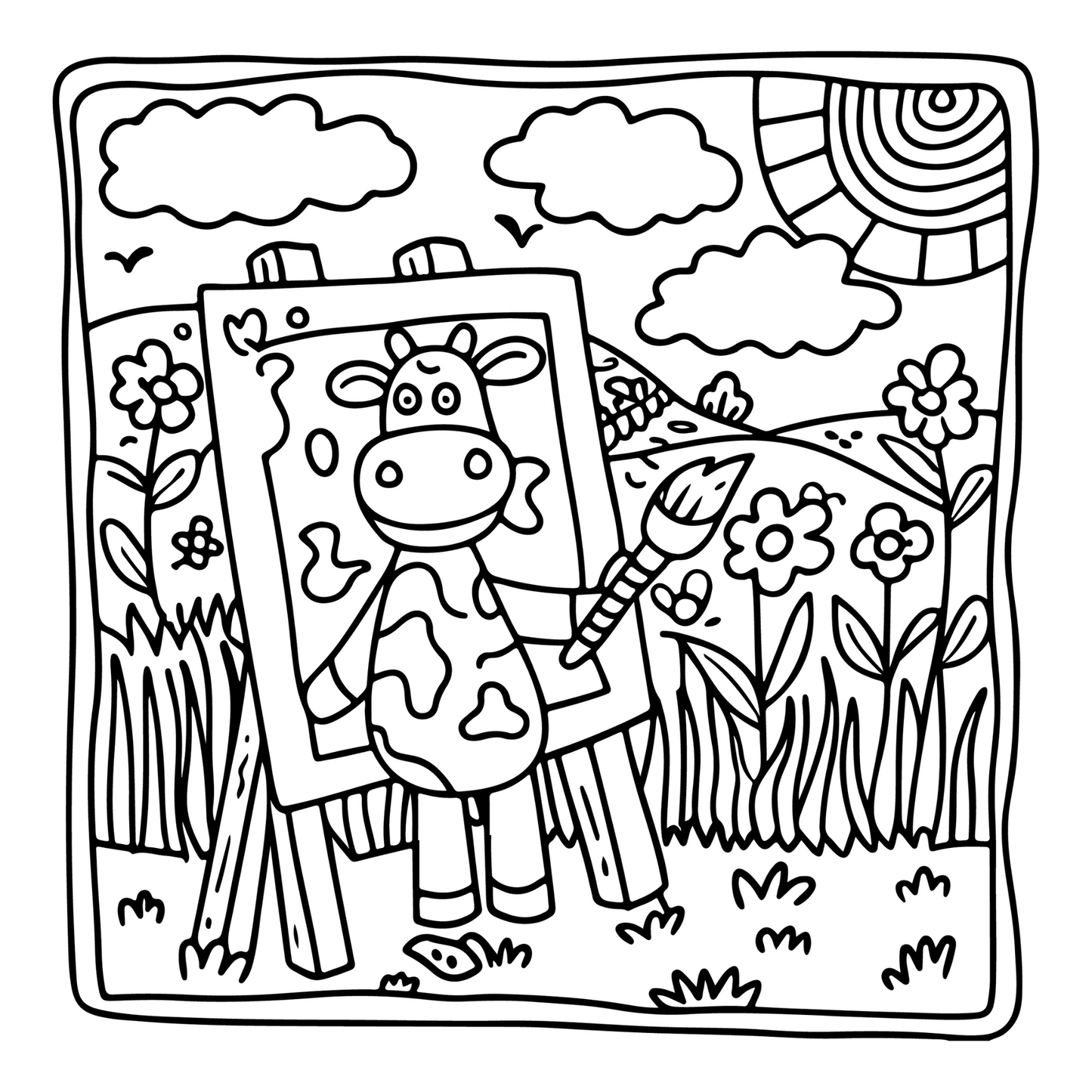 Highland Cow Coloring Book Gift for Adults Kids Boys Girls Teens Bold and Easy Cozy Cow Coloring Book for Children 50 Pages Single Sided