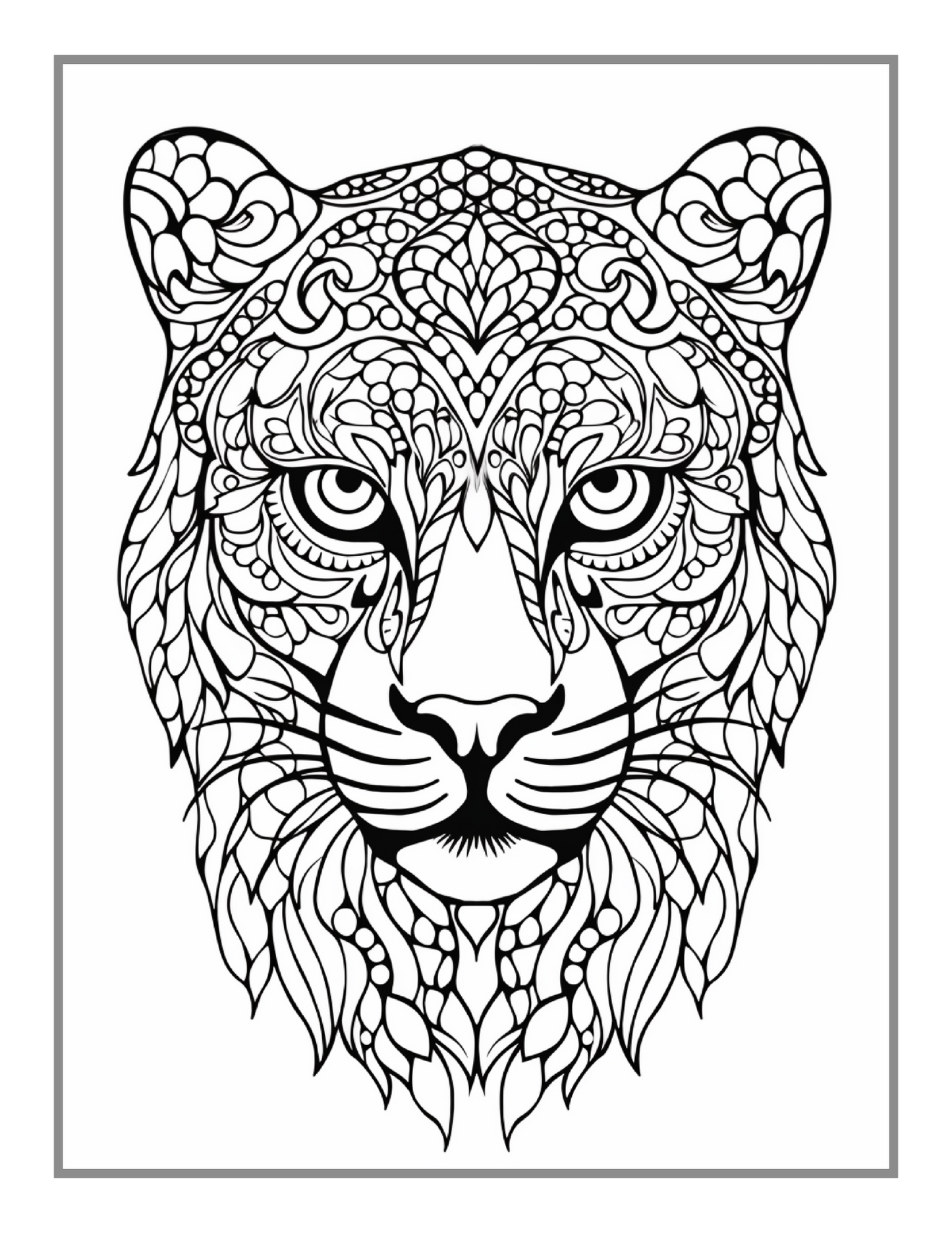 Bold and Easy Leopard Animal Mandala Coloring Book Gift for Adults Kids Men Women Boys Girls Teens Youth 50 Pages Leopard Animal Coloring