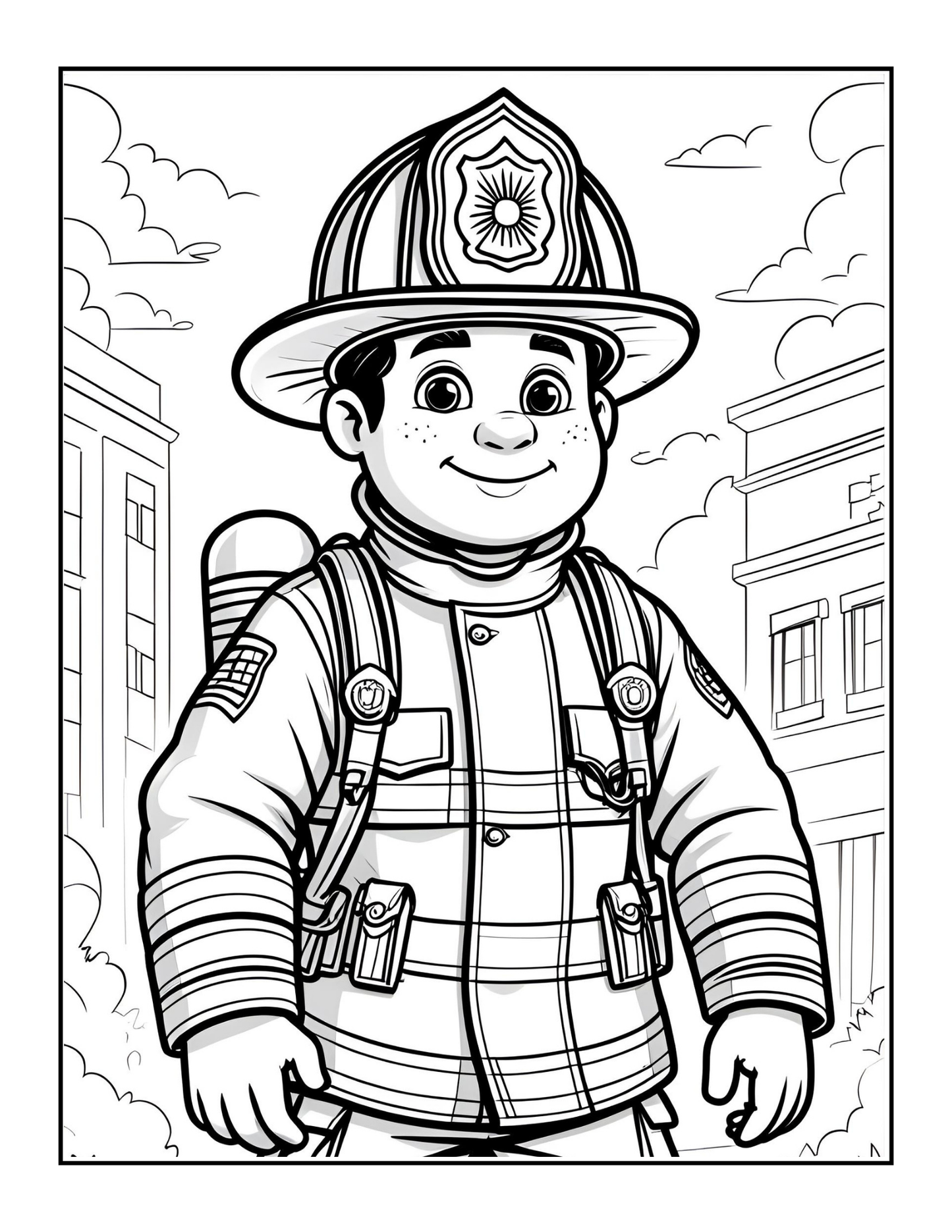 Cool Firefighter Coloring Book Gift for Adults Men Women Kids Boys Girls Teens 50 Pages Single Sided Fire Truck Fireman Coloring Book