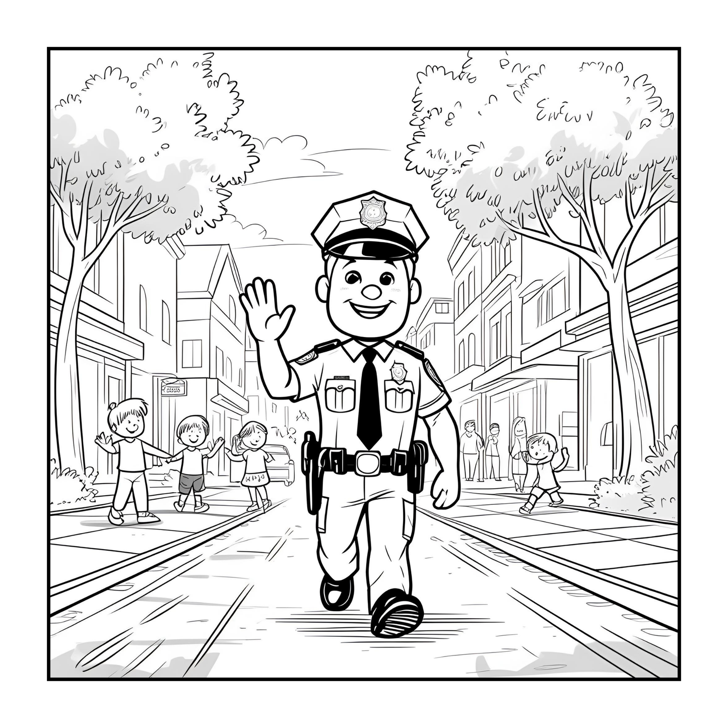 Cool Police Officer Coloring Book Gift for Adults Kids Boys Girls Teens 50 Pages Single Sided Police Coloring Activity Book for Children