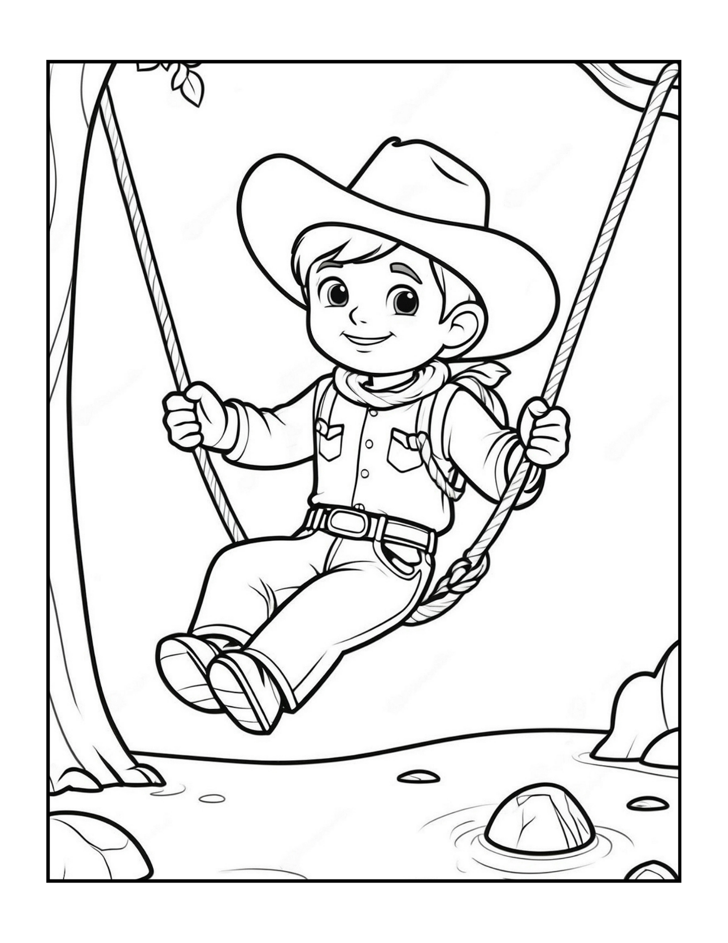 Cowboy Coloring Book Gift for Adults Men Women Kids Young Boys Girls Teens 50 Pages Single Sided Western Cowboy Coloring Activity Book