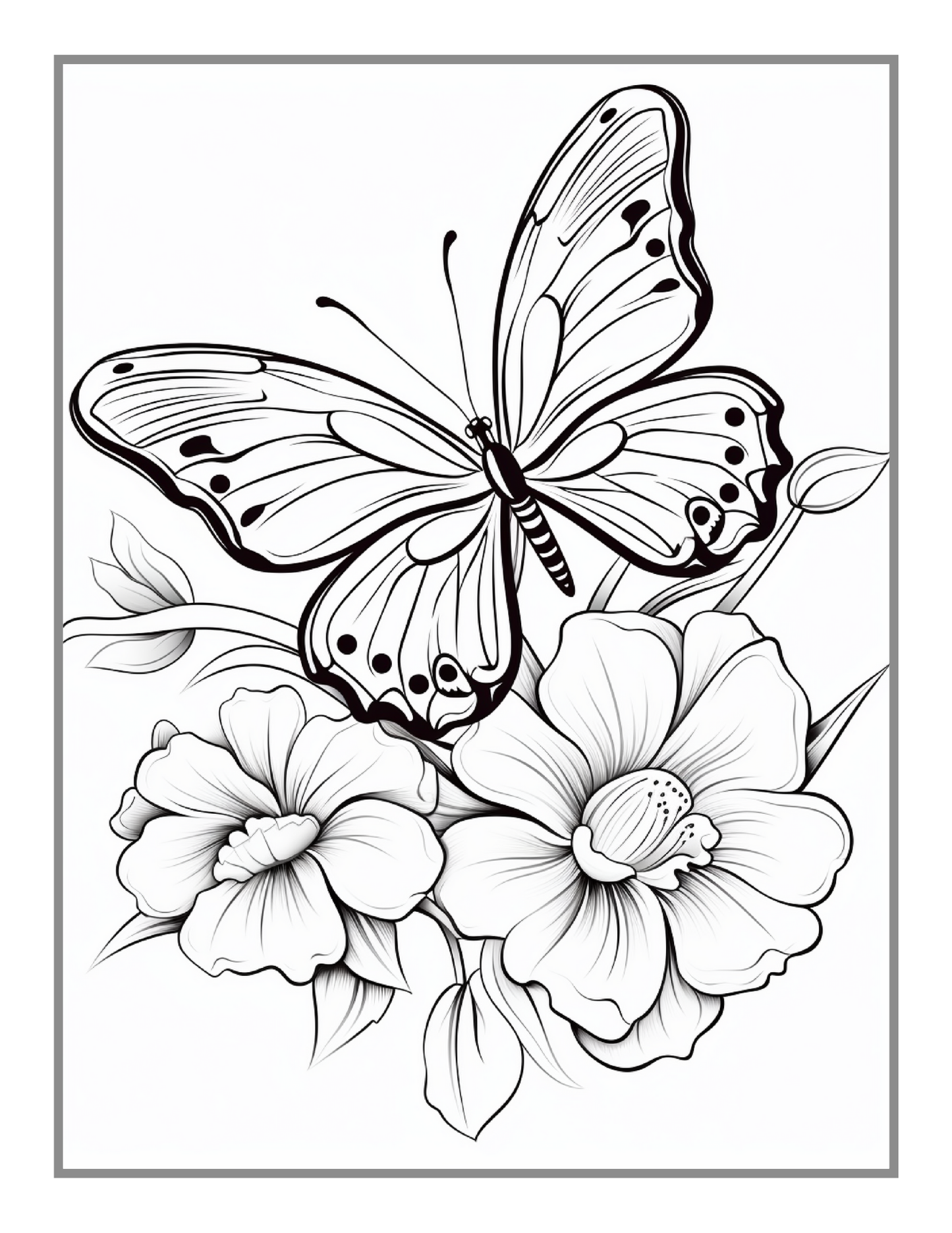 Cute Butterfly and Flower Coloring Book Holiday Birthday Gift Present for Adults Kids Men Women Boys Girls Teens 50 Pages Butterfly Lover