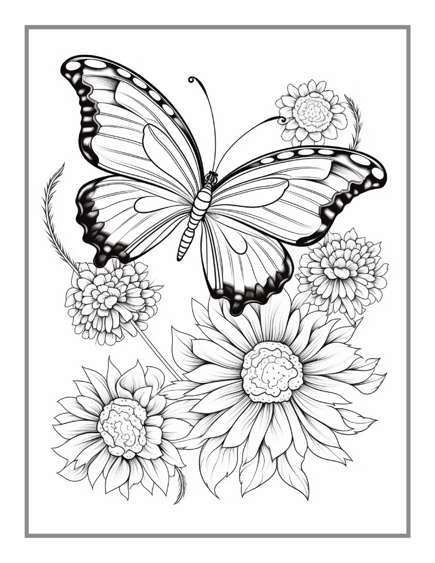 Cute Butterfly and Flower Coloring Book Holiday Birthday Gift Present for Adults Kids Men Women Boys Girls Teens 50 Pages Butterfly Lover