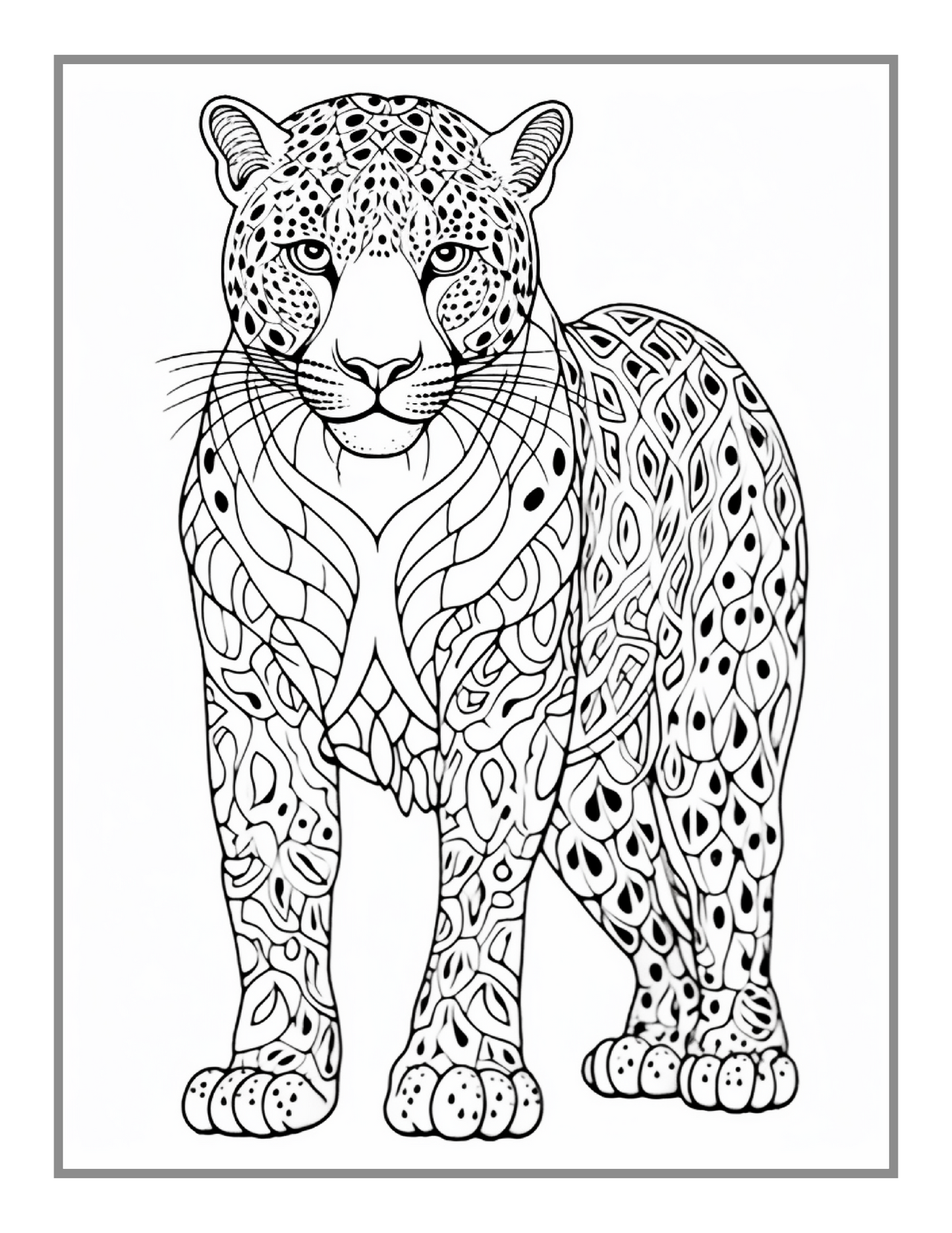 Bold and Easy Leopard Animal Mandala Coloring Book Gift for Adults Kids Men Women Boys Girls Teens Youth 50 Pages Leopard Animal Coloring