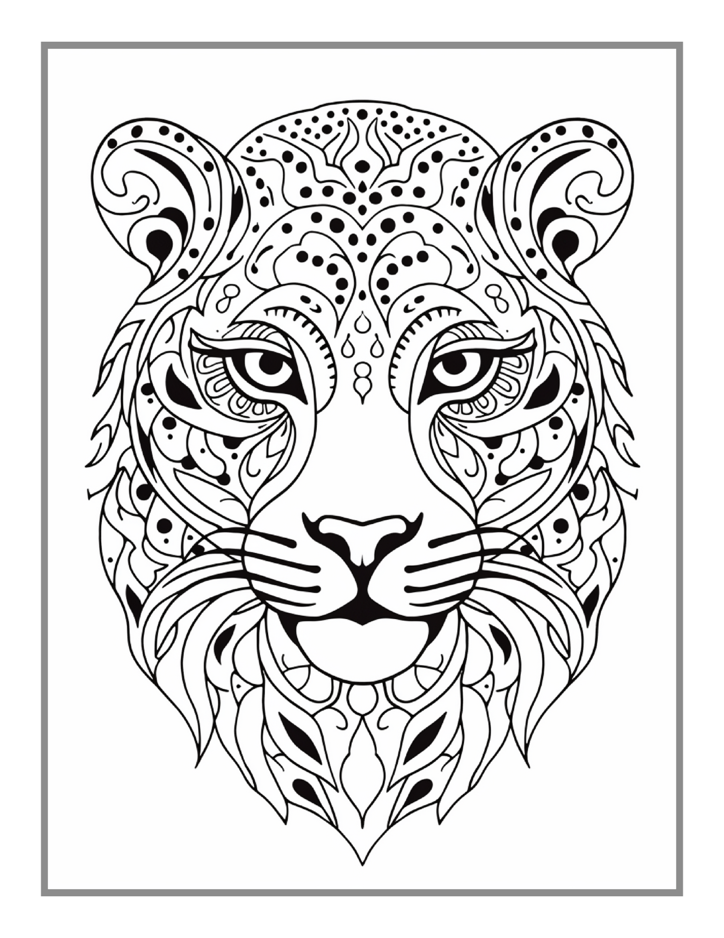 Bold and Easy Leopard Animal Mandala Coloring Book Gift for Adults Kids Men Women Boys Girls Teens Youth 50 Pages Leopard Animal Coloring