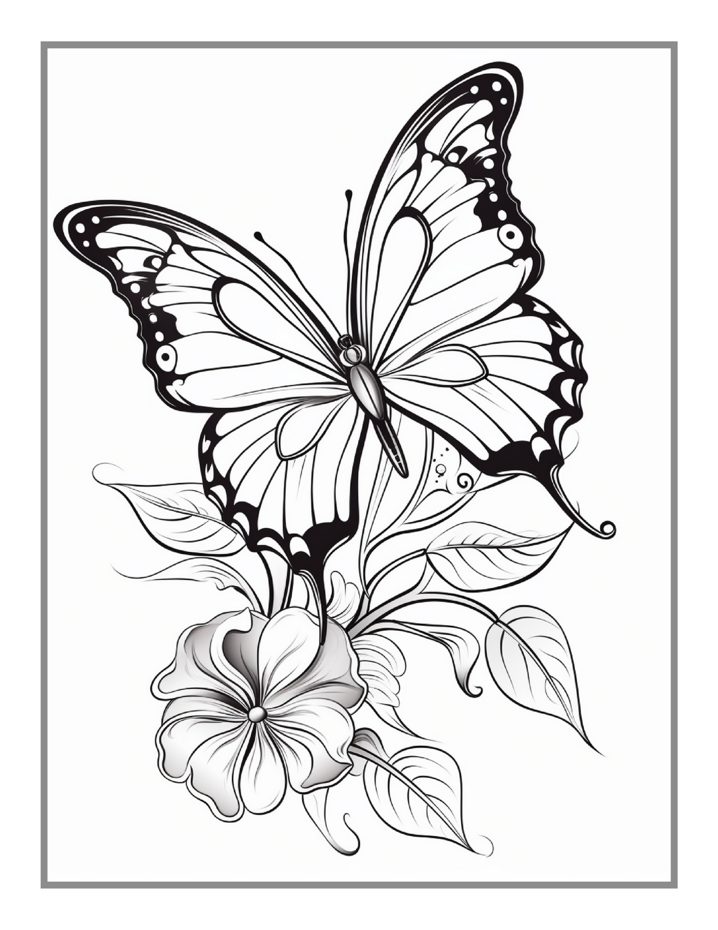 Cute Butterfly and Flower Coloring Book Holiday Birthday Gift Present for Adults Kids Men Women Boys Girls Teens 50 Pages Butterfly Lover