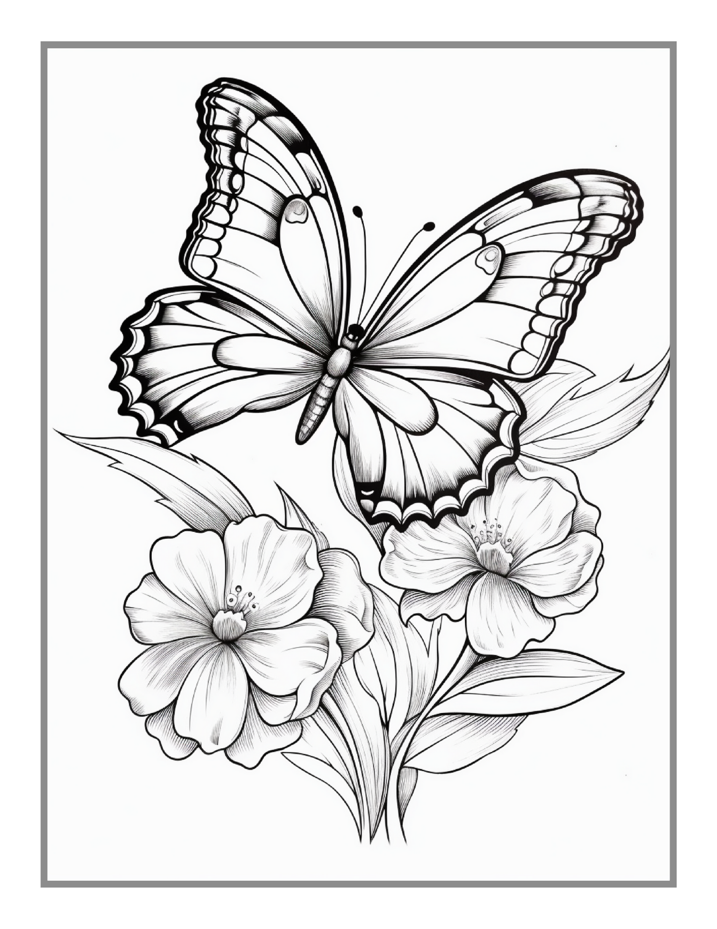 Cute Butterfly and Flower Coloring Book Holiday Birthday Gift Present for Adults Kids Men Women Boys Girls Teens 50 Pages Butterfly Lover