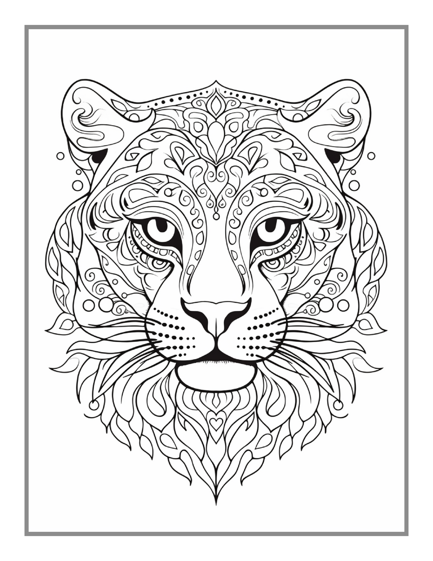 Bold and Easy Leopard Animal Mandala Coloring Book Gift for Adults Kids Men Women Boys Girls Teens Youth 50 Pages Leopard Animal Coloring