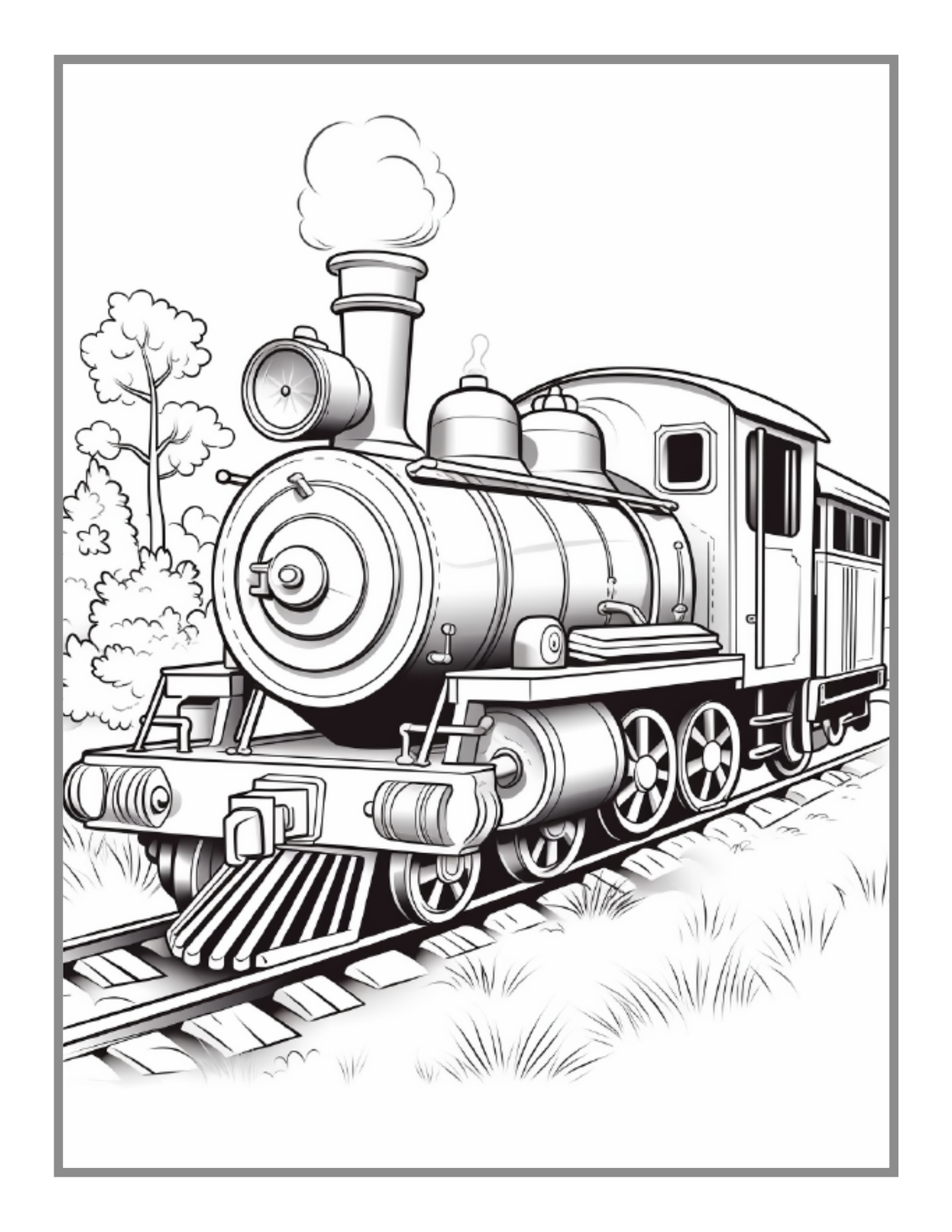 50 Pages Train Locomotive Enthusiasts Coloring Book Gift for Adults Kids Boys Girls Steam Engine Train Coloring Book Present for Relaxation