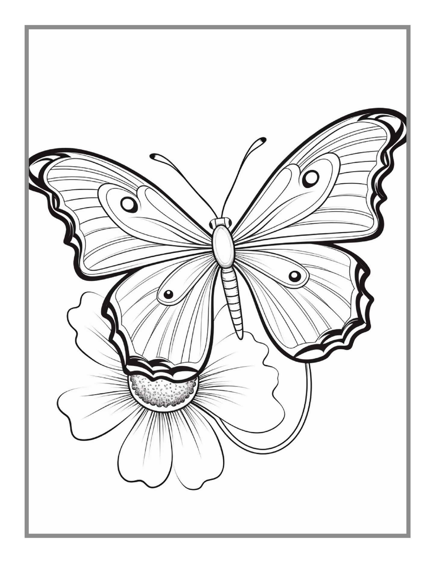 Cute Butterfly and Flower Coloring Book Holiday Birthday Gift Present for Adults Kids Men Women Boys Girls Teens 50 Pages Butterfly Lover