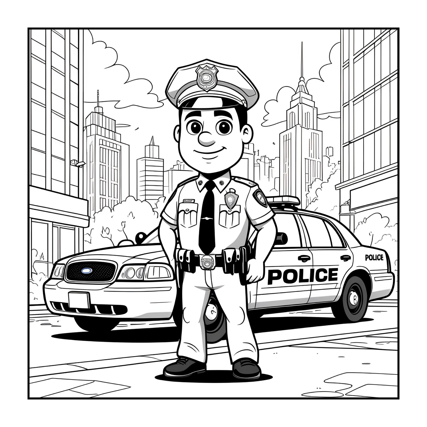 Cool Police Officer Coloring Book Gift for Adults Kids Boys Girls Teens 50 Pages Single Sided Police Police Coloring Activity Book Children