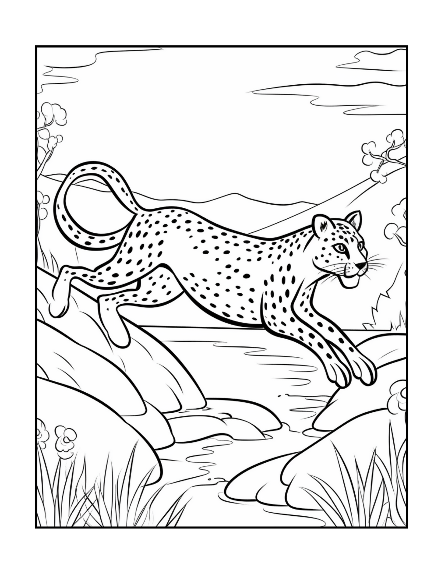 Cool Cheetah Coloring Book Gift for Adults Kids Boys Girls Teens Youth 50 Pages Single Sided Relaxation Wildlife Safari Zoo Animal Coloring