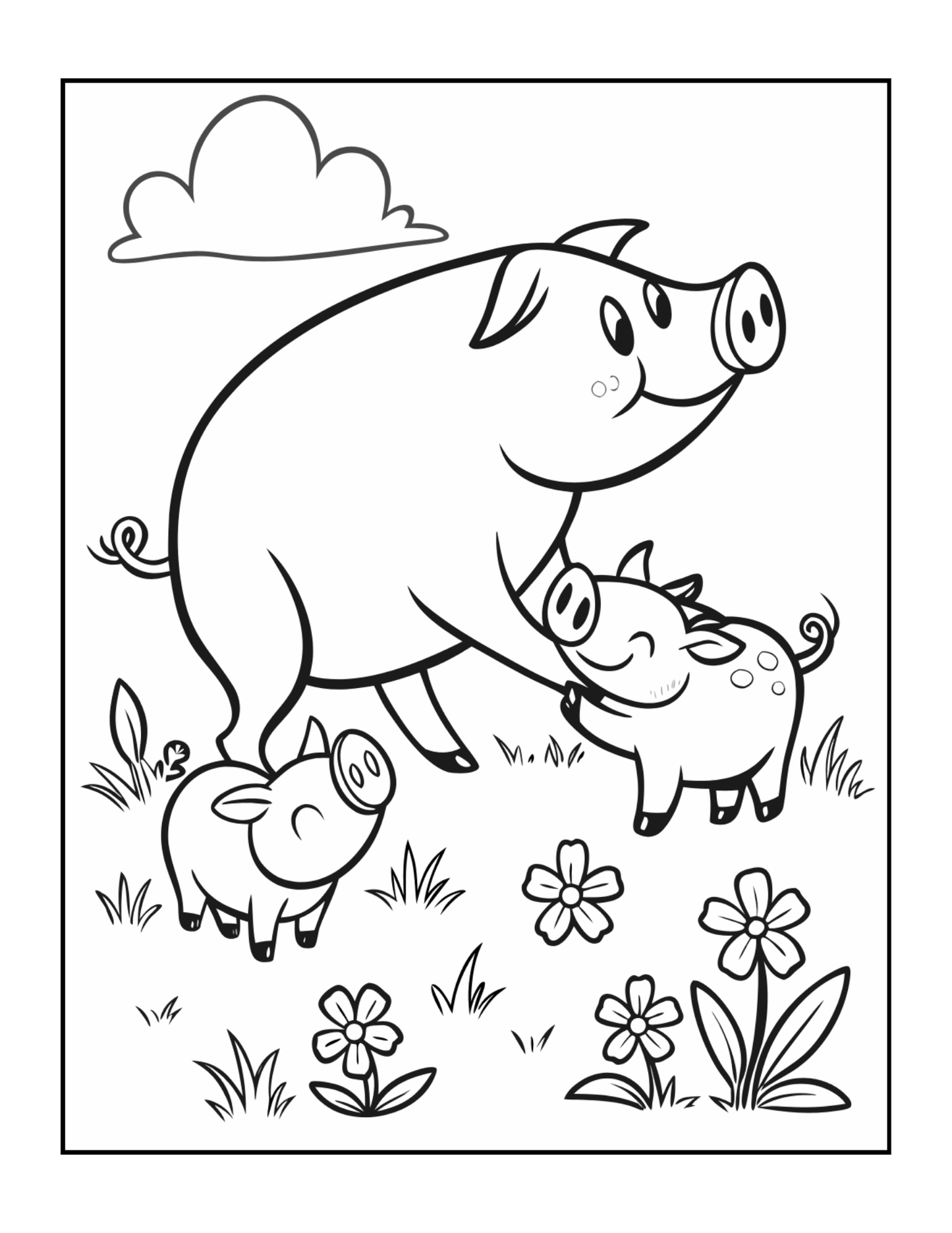 50 Pages Single Sided Cute Pig Coloring Book Gift for Adults Men Women Kids Young Boys Girls Teens Cool Piggy Coloring Activity Book
