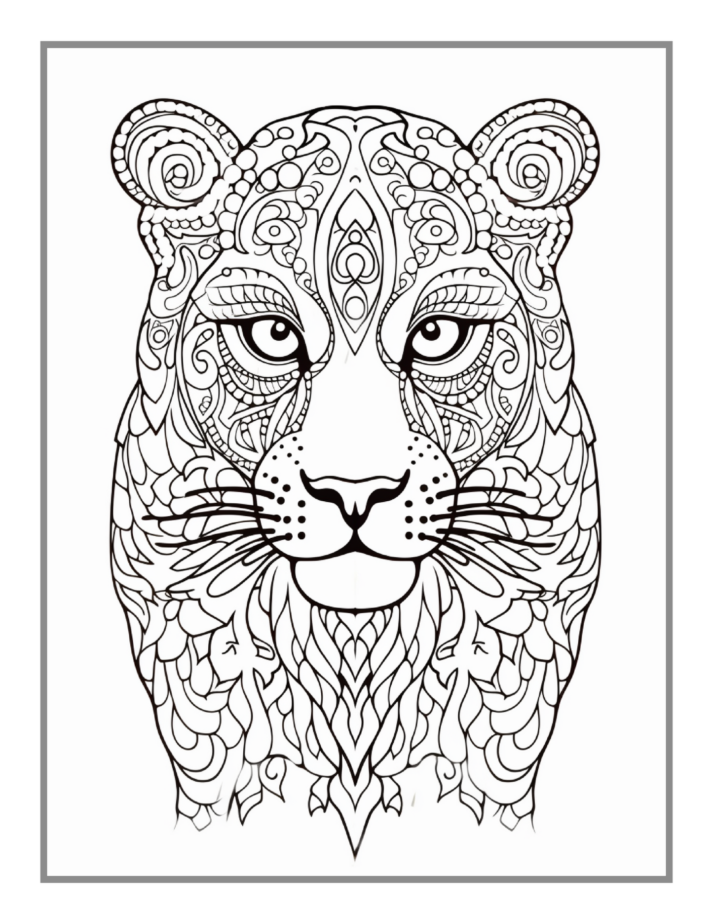 Bold and Easy Leopard Animal Mandala Coloring Book Gift for Adults Kids Men Women Boys Girls Teens Youth 50 Pages Leopard Animal Coloring