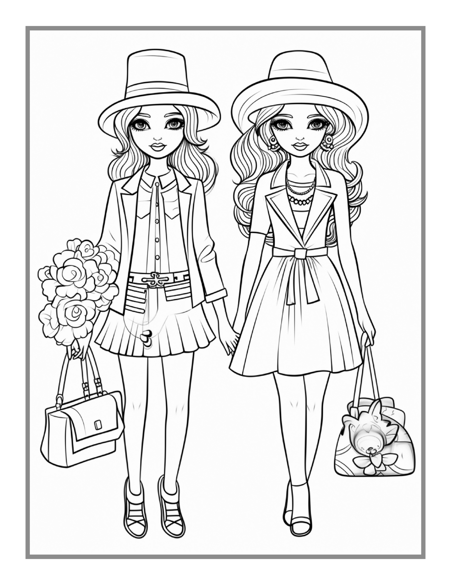 50 Pages Fashion Girl Coloring Book Gift for Adults Men Women Kids Boys Girls Teens Youth Bold Easy Fashion Coloring Book Birthday Holiday