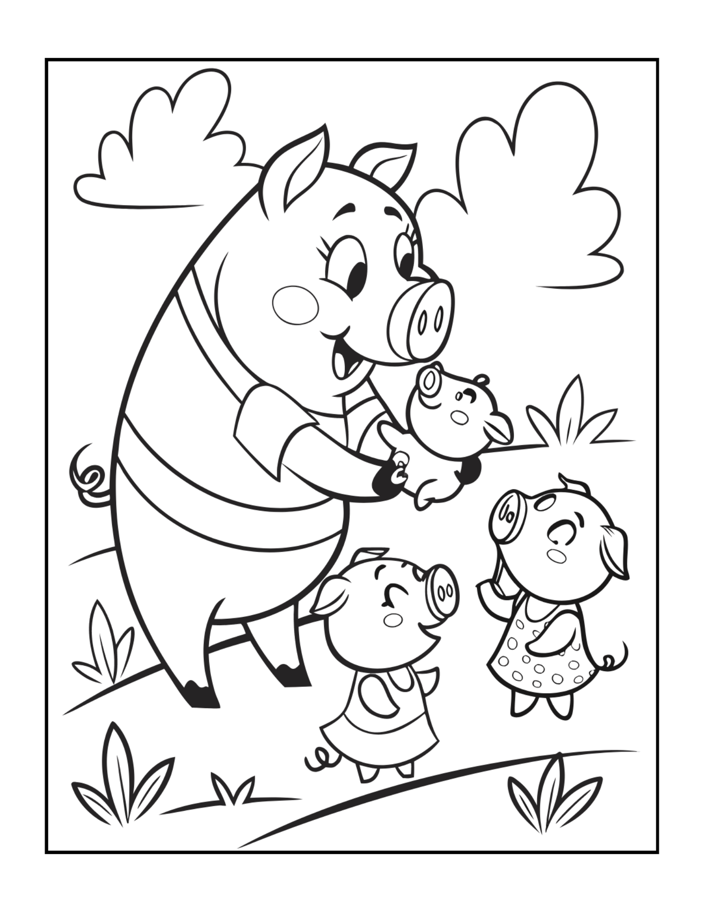 50 Pages Single Sided Cute Pig Coloring Book Gift for Adults Men Women Kids Young Boys Girls Teens Cool Piggy Coloring Activity Book