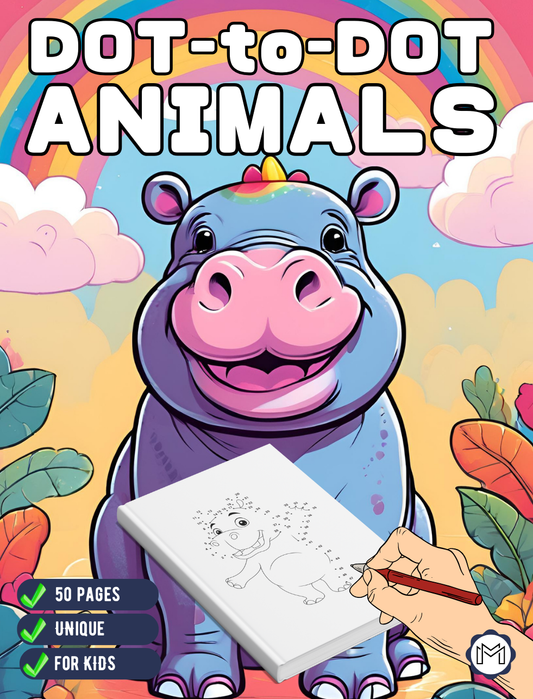 Bold and Easy Dot to Dot Animal Drawing Worksheets Book 50 Pages Dot to Dot Animal Lover Activity Book Gift for Kids Ages Boys Girls Teens
