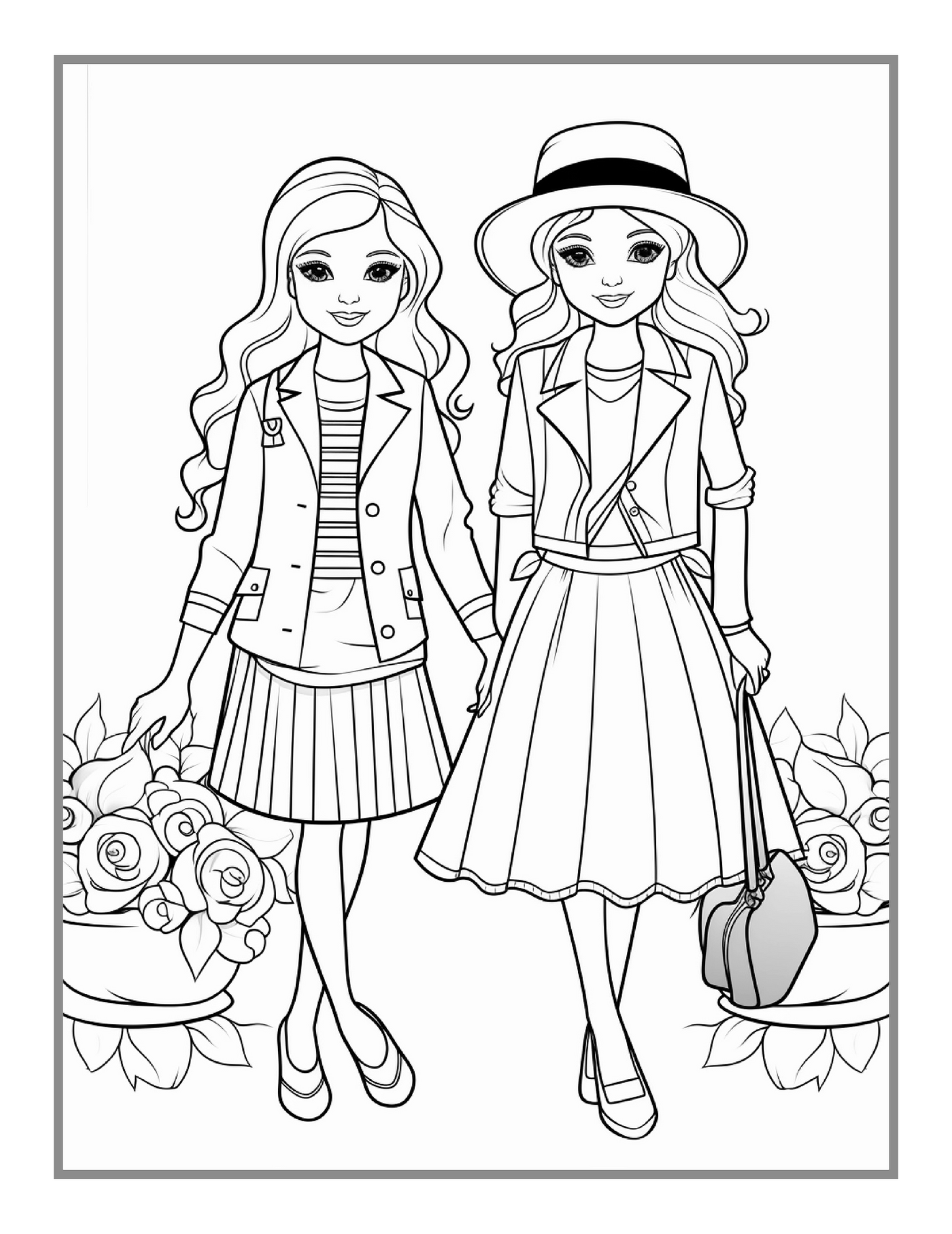 50 Pages Fashion Girl Coloring Book Gift for Adults Men Women Kids Boys Girls Teens Youth Bold Easy Fashion Coloring Book Birthday Holiday