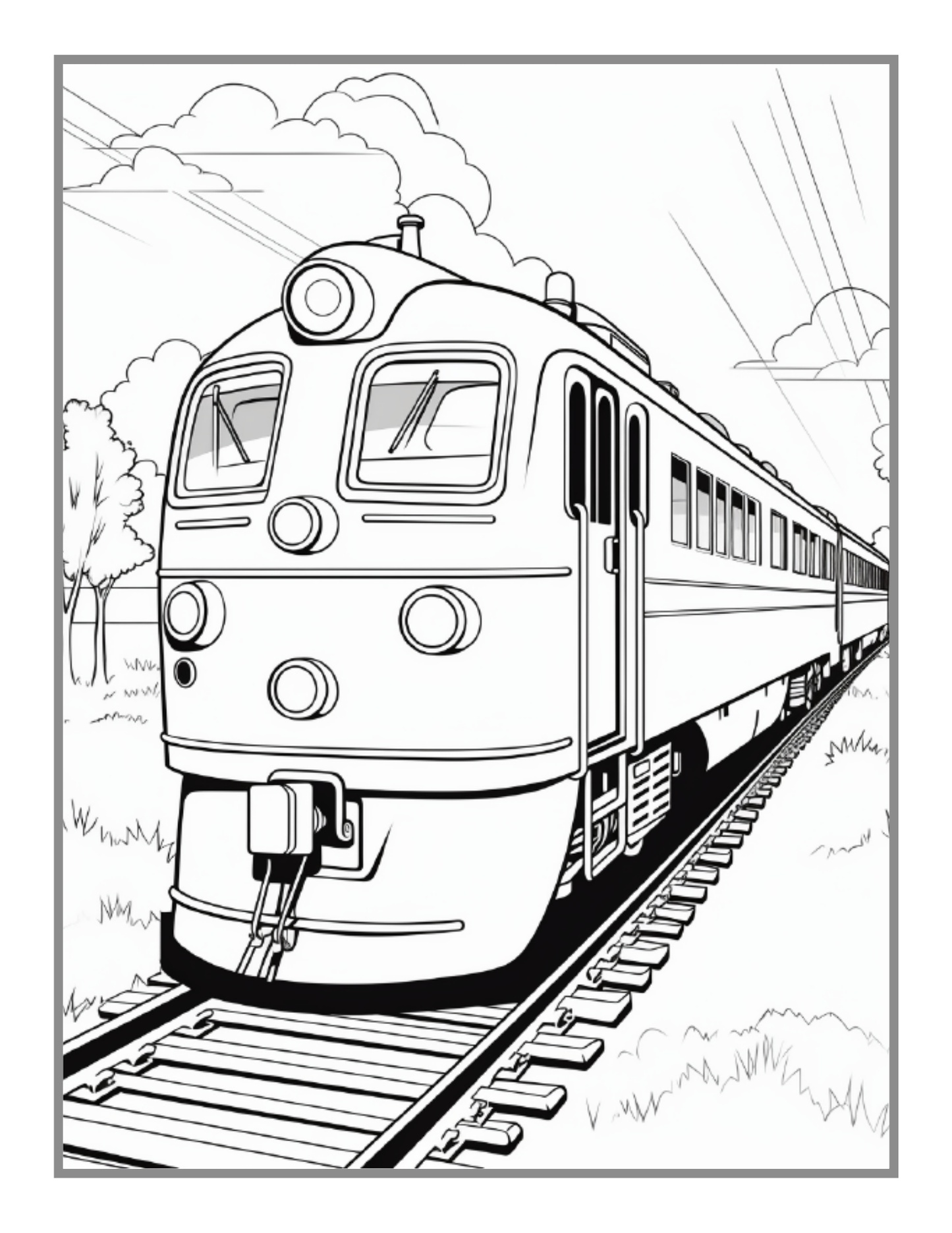 50 Pages Train Locomotive Enthusiasts Coloring Book Gift for Adults Kids Boys Girls Steam Engine Train Coloring Book Present for Relaxation