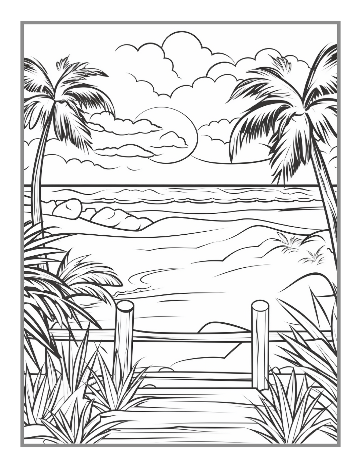 50 Pages Tropical Beach Homes Coloring Book Birthday Holiday Gift Adults Men Women Kids Boys Girls Teens Beach Life Coloring Activity Book