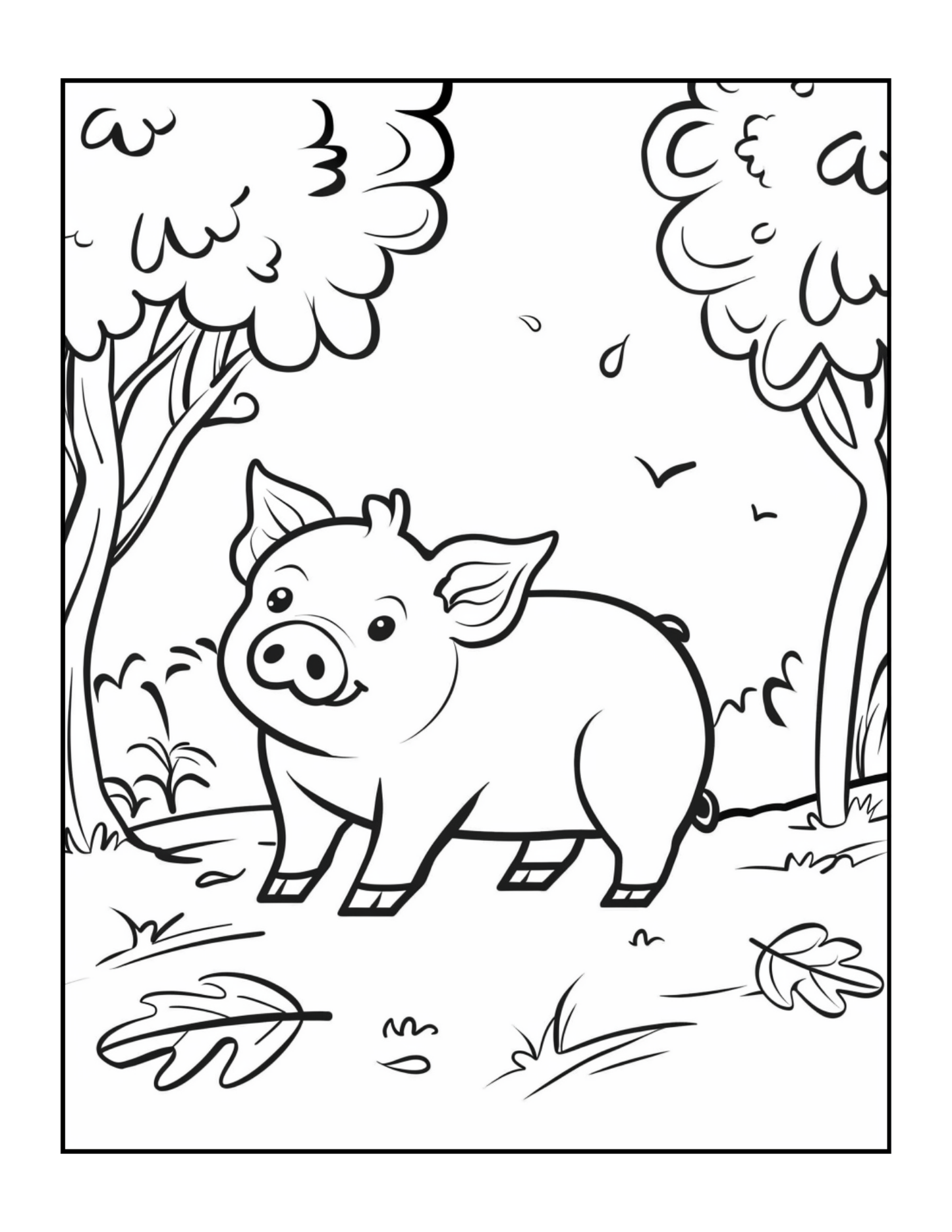 50 Pages Single Sided Cute Pig Coloring Book Gift for Adults Men Women Kids Young Boys Girls Teens Bold and Easy Simple Stress Relief