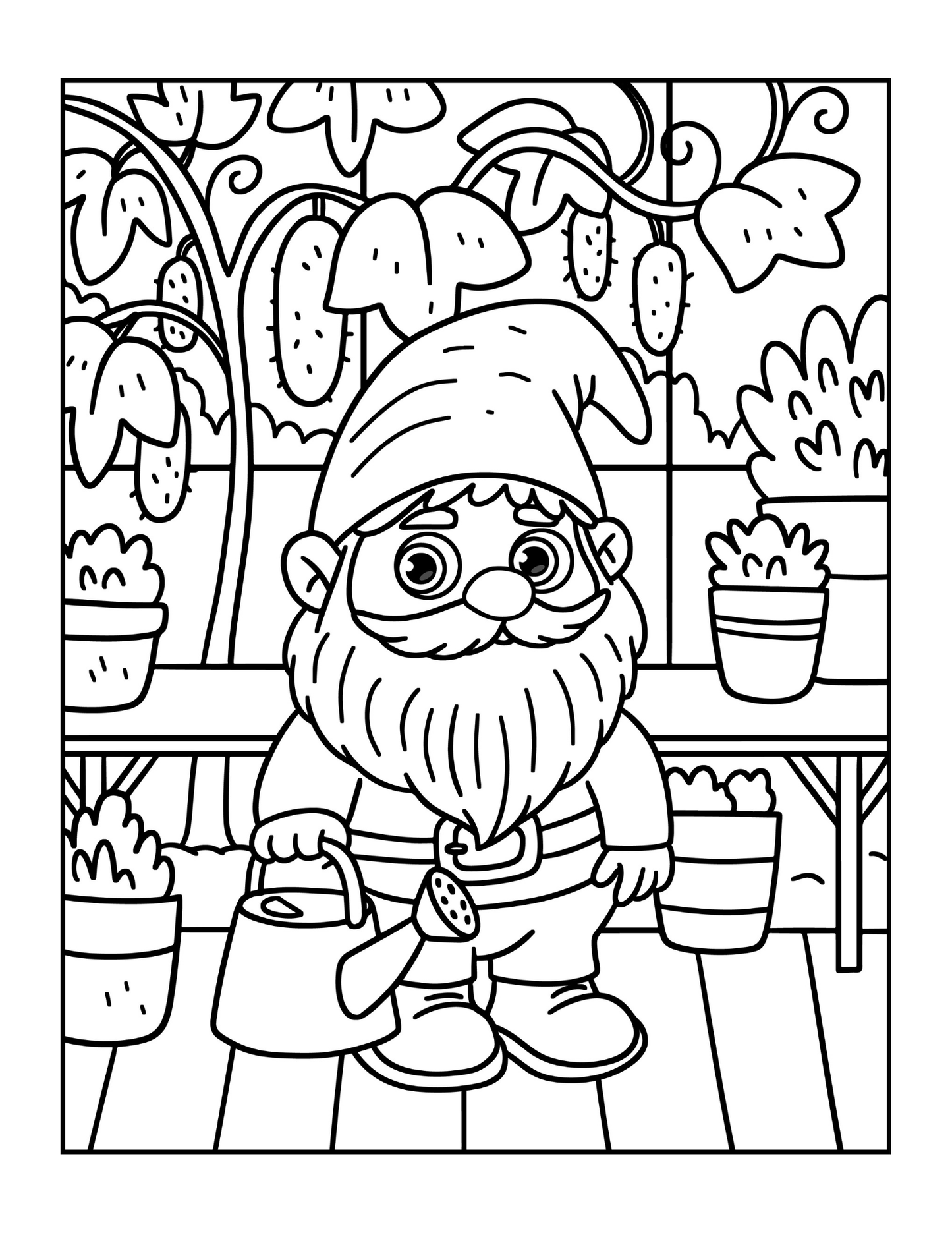 Cozy and Comfy Garden Gnomes Coloring Book Gift for Adults Men Women Kids Young Boys Girls Teens Cute Enchanted Gnome Coloring Pages