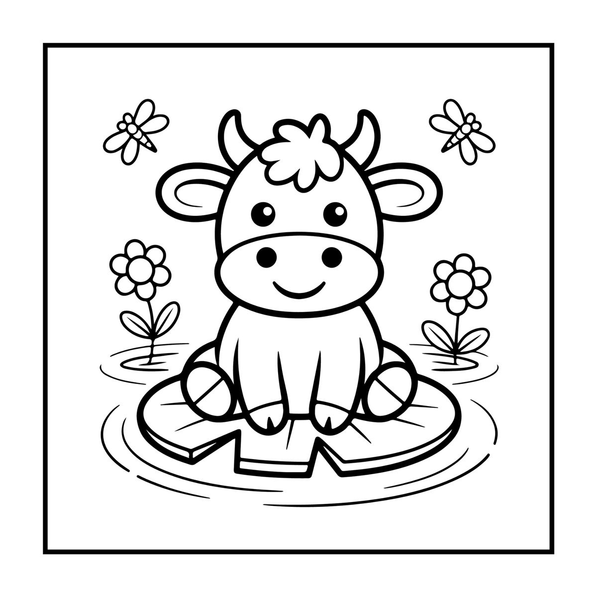Cute Cow Coloring Book Gift for Adults Kids Boys Girls Teens: Single Sided Pages 25 Designs Cozy Cow Animal Coloring Book for Children