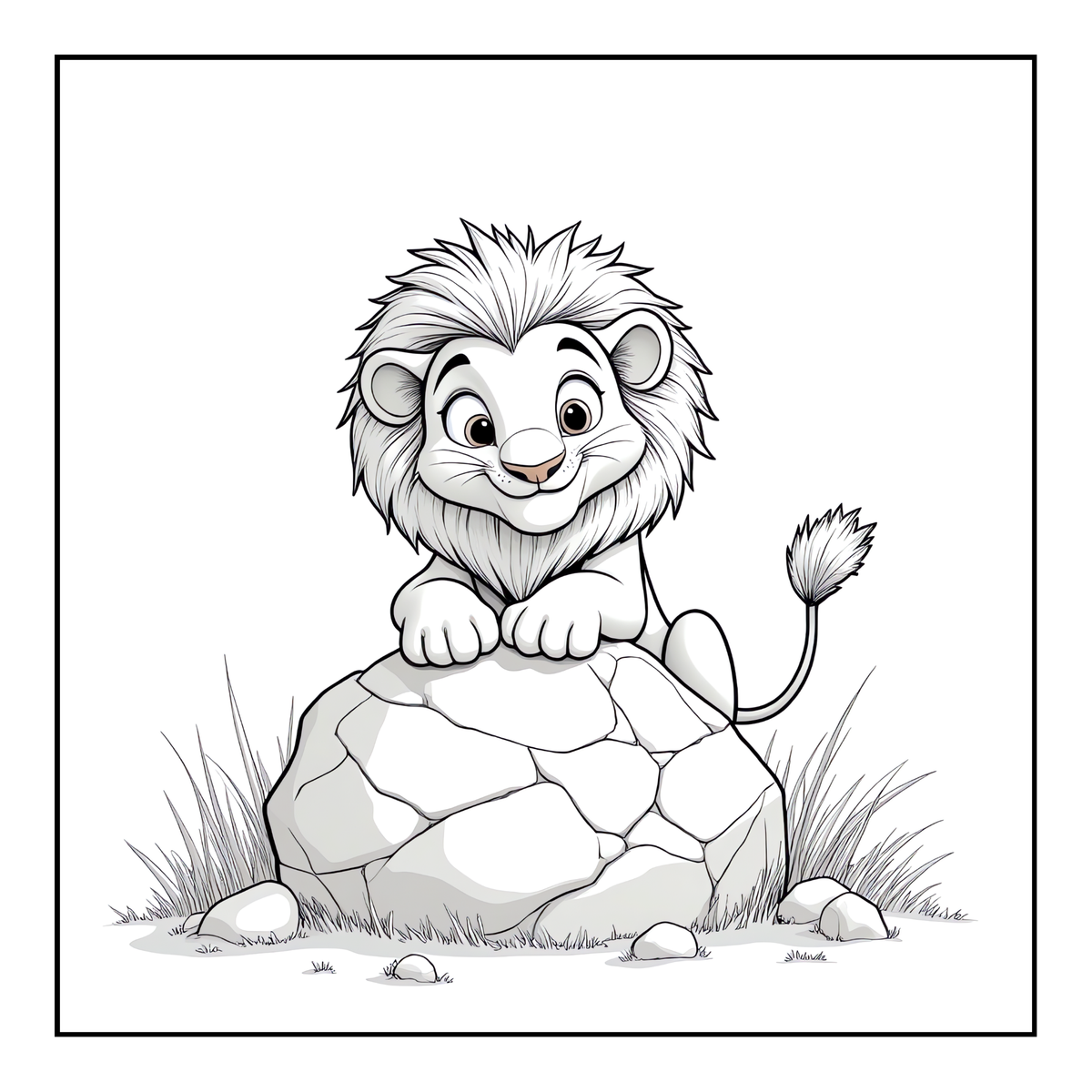 Cute Cozy Funny Lion Animal Coloring Book Gift for Adults Kids Boys Girls Teens: Single Sided Bold and Easy Cool Lion Themed Coloring Book