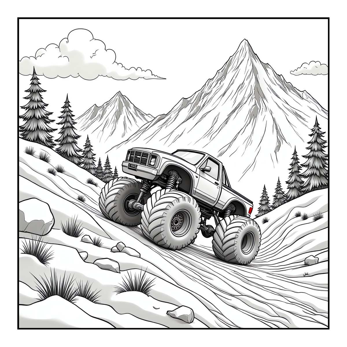 Monster Truck Coloring Book for Kids Adults: Easy Monster Truck Coloring Book Pages for Toddlers Boys Girls Adults