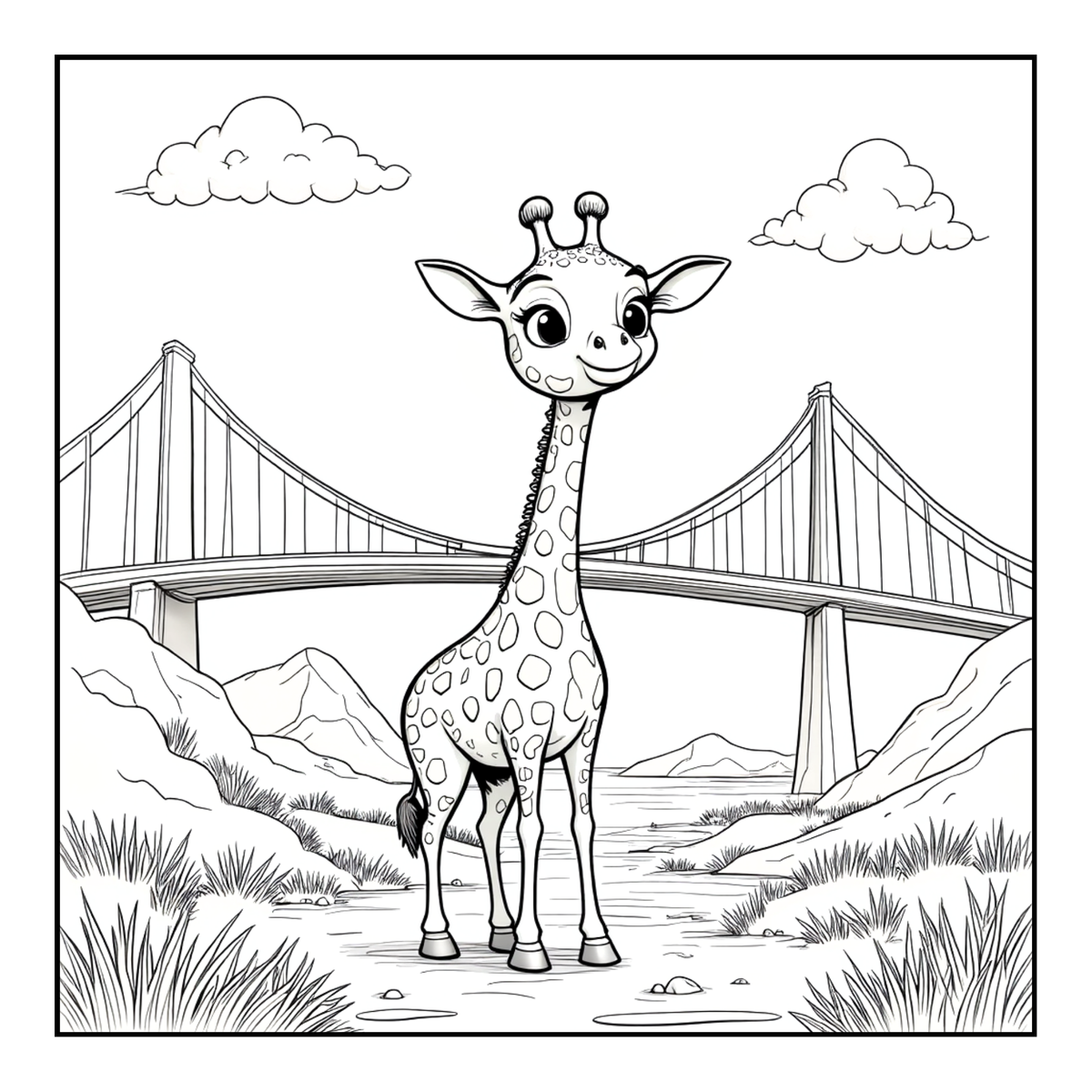 Cute Cozy Funny Giraffe Animal Coloring Book Gift for Adults Kids Boys Girls Teens: Single Sided Bold and Easy Little Giraffe Coloring Book