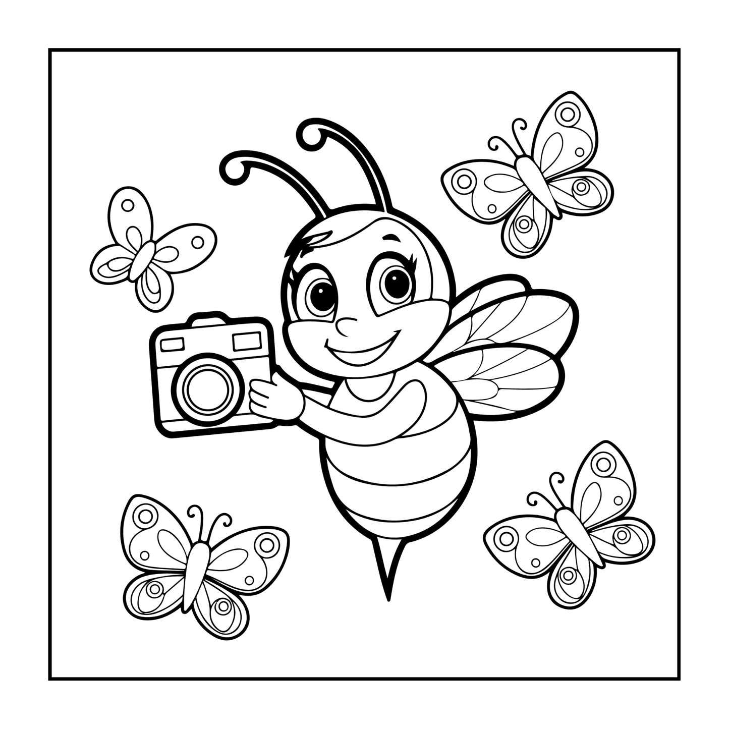 Cute Kawaii Honey Bee Coloring Book Gift for Kids Boys Girls Teens Cozy Queen Bee Coloring Book 50 Pages Single Sided Honey Bee Coloring