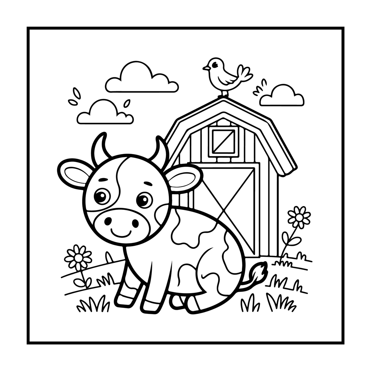Cute Cow Coloring Book Gift for Adults Kids Boys Girls Teens: Single Sided Pages 25 Designs Cozy Cow Animal Coloring Book for Children