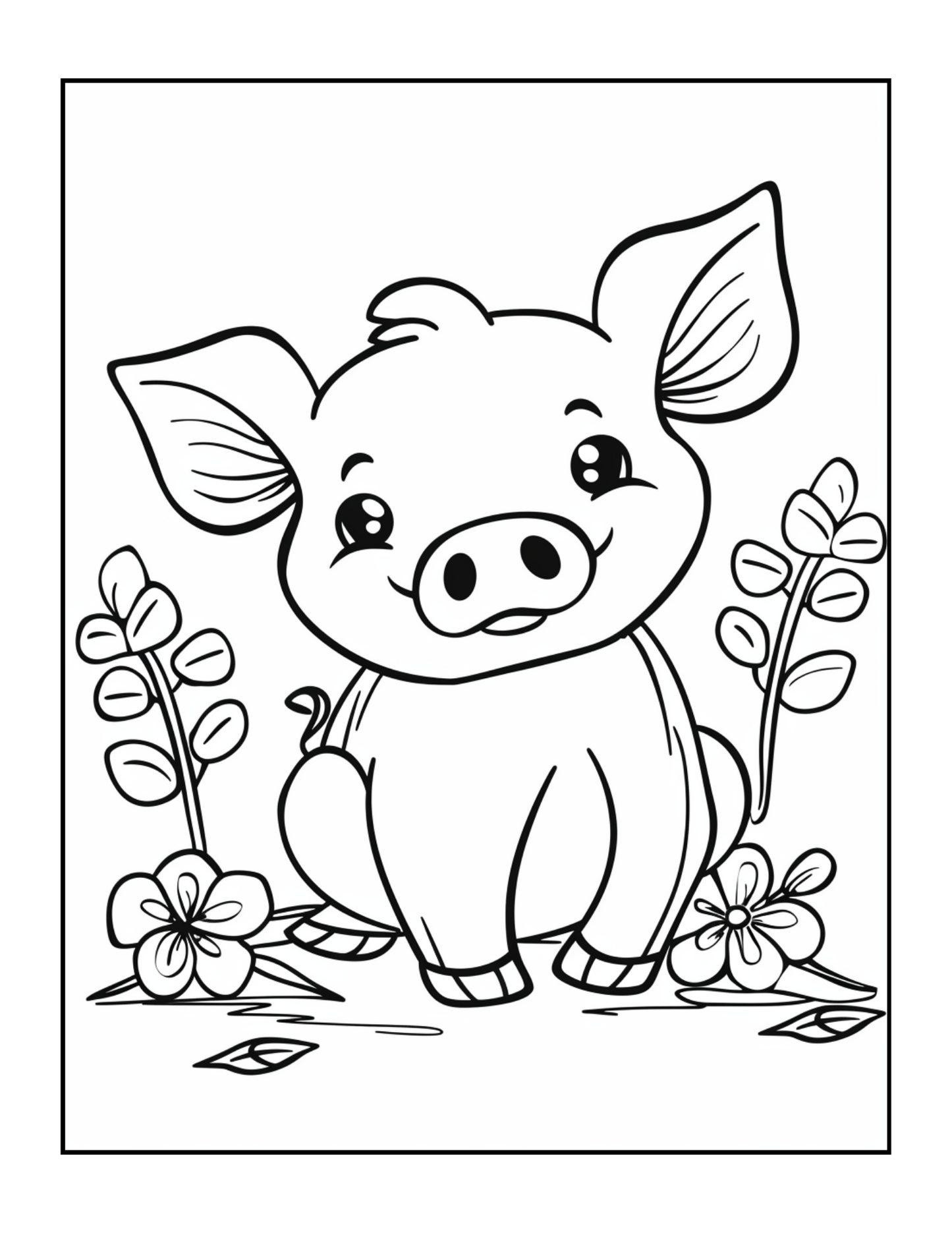 50 Pages Single Sided Cute Pig Coloring Book Gift for Adults Men Women Kids Young Boys Girls Teens Bold and Easy Simple Stress Relief