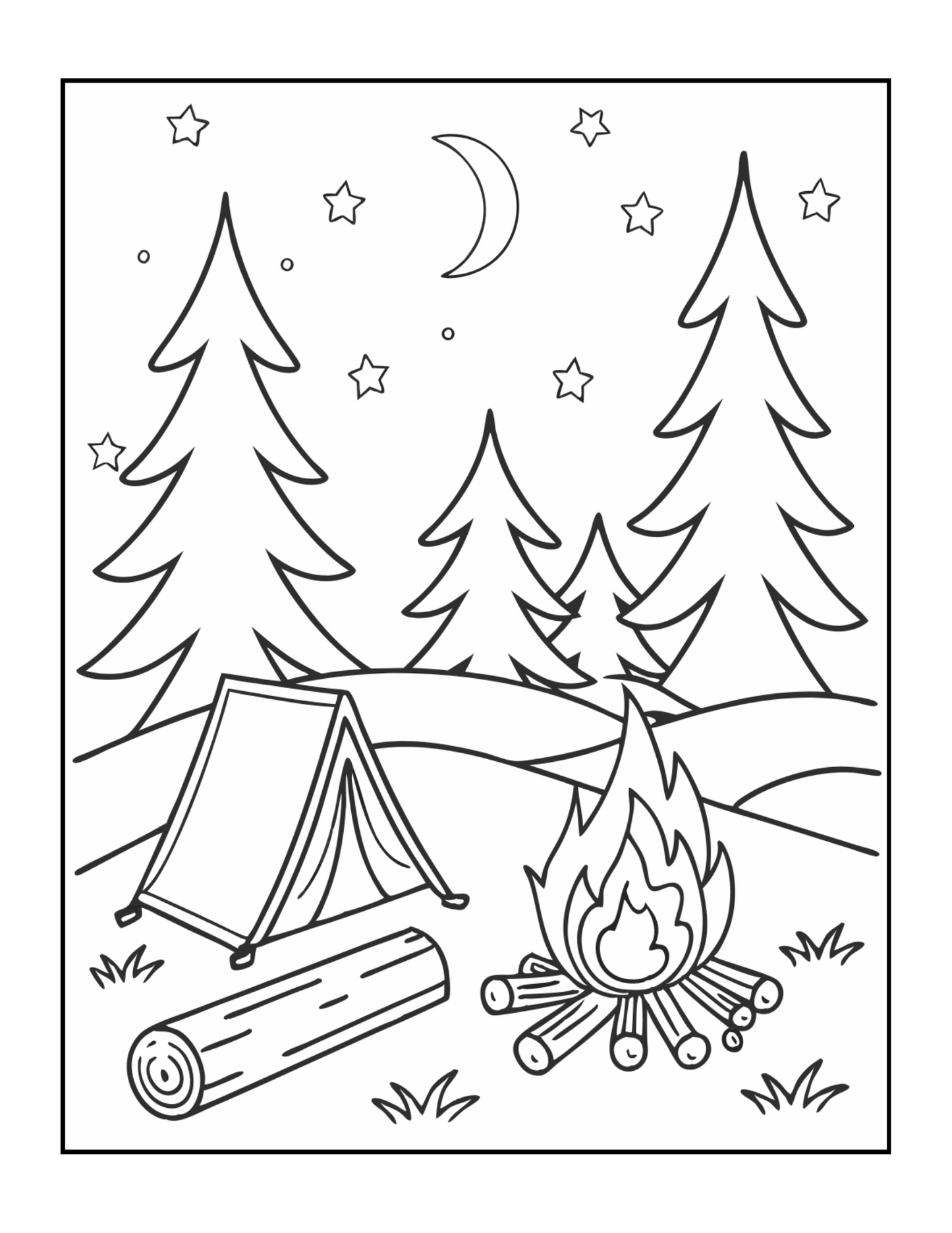 Bold and Easy Cozy Camping Coloring Book Gift for Adults Men Women Kids Boys Girls Young Teens Summer Camp Camping Coloring Sheets