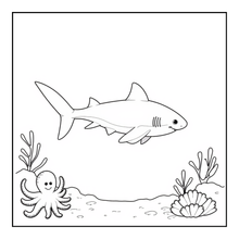 Load image into Gallery viewer, Cute Funny Shark Coloring Book for Kids Adults Ocean Animals Relaxing Marine Life Pages Coloring Book
