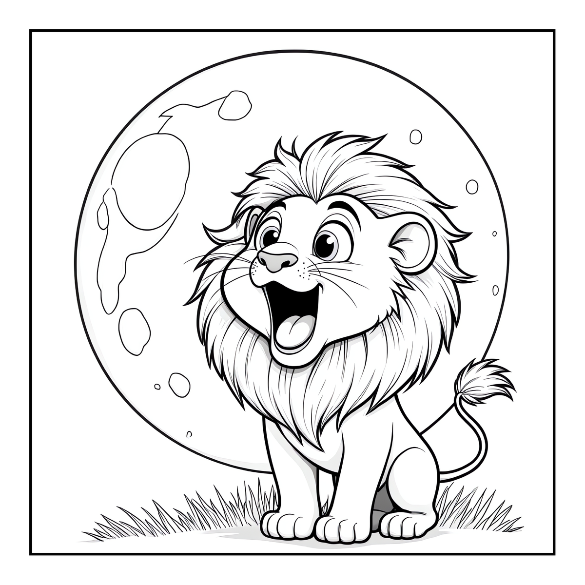 Cute Cozy Funny Lion Animal Coloring Book Gift for Adults Kids Boys Girls Teens: Single Sided Bold and Easy Cool Lion Themed Coloring Book
