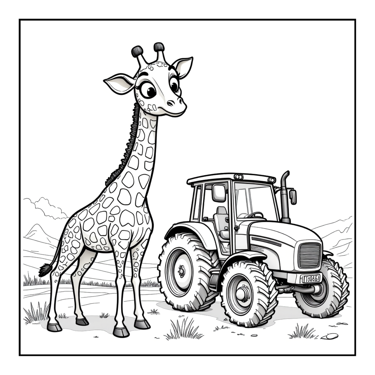 Cute Cozy Funny Giraffe Animal Coloring Book Gift for Adults Kids Boys Girls Teens: Single Sided Bold and Easy Little Giraffe Coloring Book