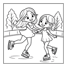 Load image into Gallery viewer, Ice Skating Coloring Book Kids Adults, Winter Sports Figure Skate Activity Coloring Pages, Gift for Skaters Hockey Fans
