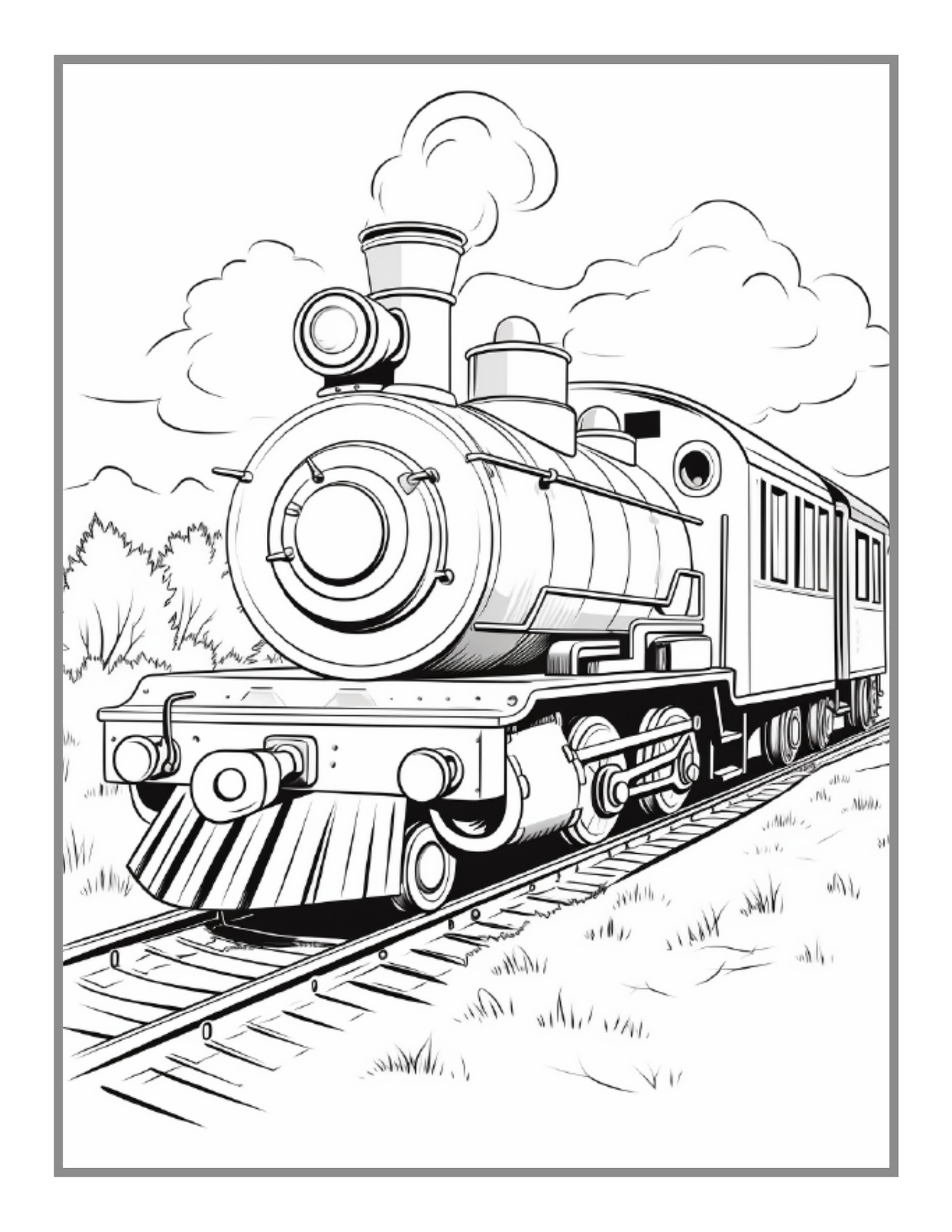 50 Pages Train Locomotive Enthusiasts Coloring Book Gift for Adults Kids Boys Girls Cute Freight Train Locomotive Lover Coloring Sheets