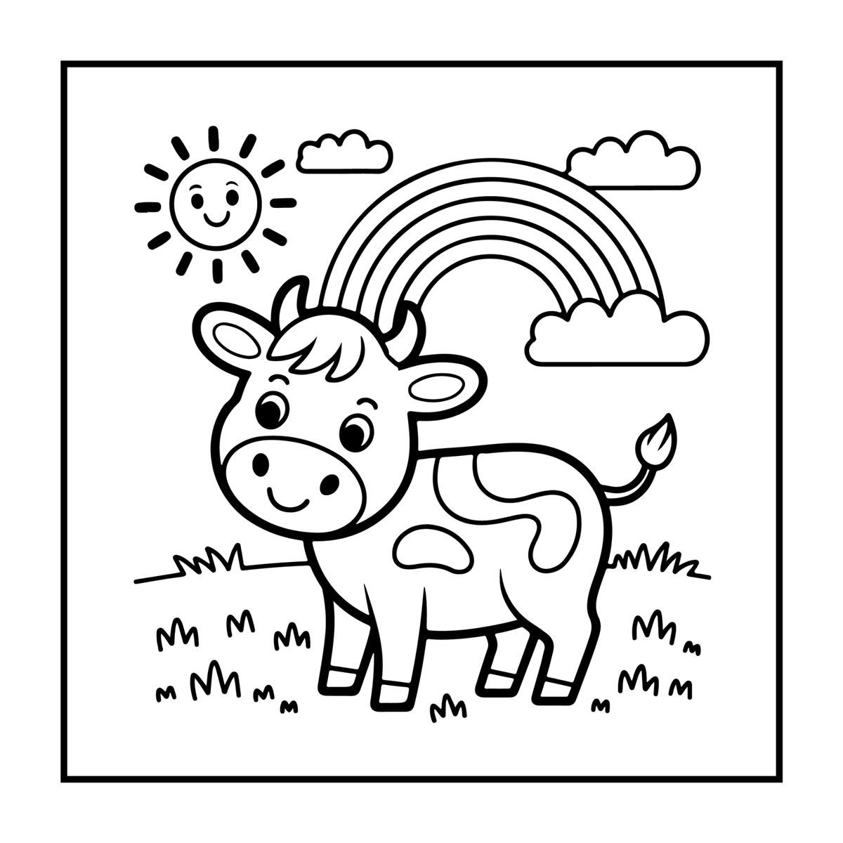 Cute Cow Coloring Book Gift for Adults Kids Boys Girls Teens: Single Sided Pages 25 Designs Cozy Cow Animal Coloring Book for Children