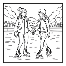 Load image into Gallery viewer, Ice Skating Coloring Book Kids Adults, Winter Sports Figure Skate Activity Coloring Pages, Gift for Skaters Hockey Fans
