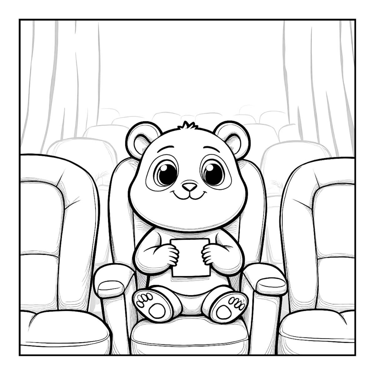 Cute Cozy Panda Bear Animal Coloring Book Gift for Adults Kids Boys Girls Teens: Single Sided Bold and Easy Cool Panda Bear Coloring Book
