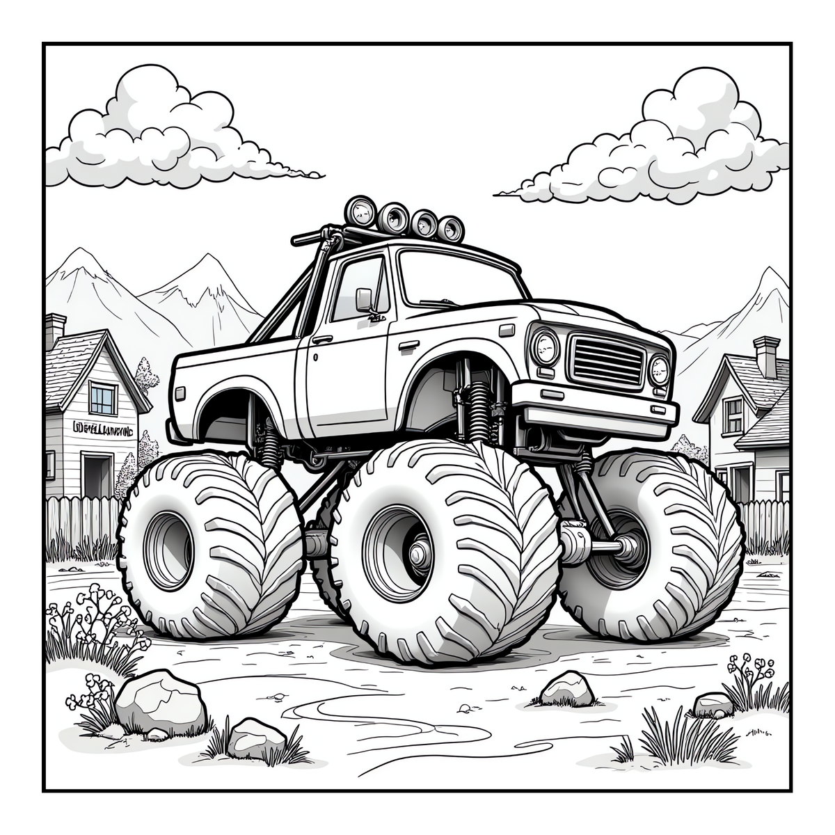 Monster Truck Coloring Book for Kids Adults: Easy Monster Truck Coloring Book Pages for Toddlers Boys Girls Adults