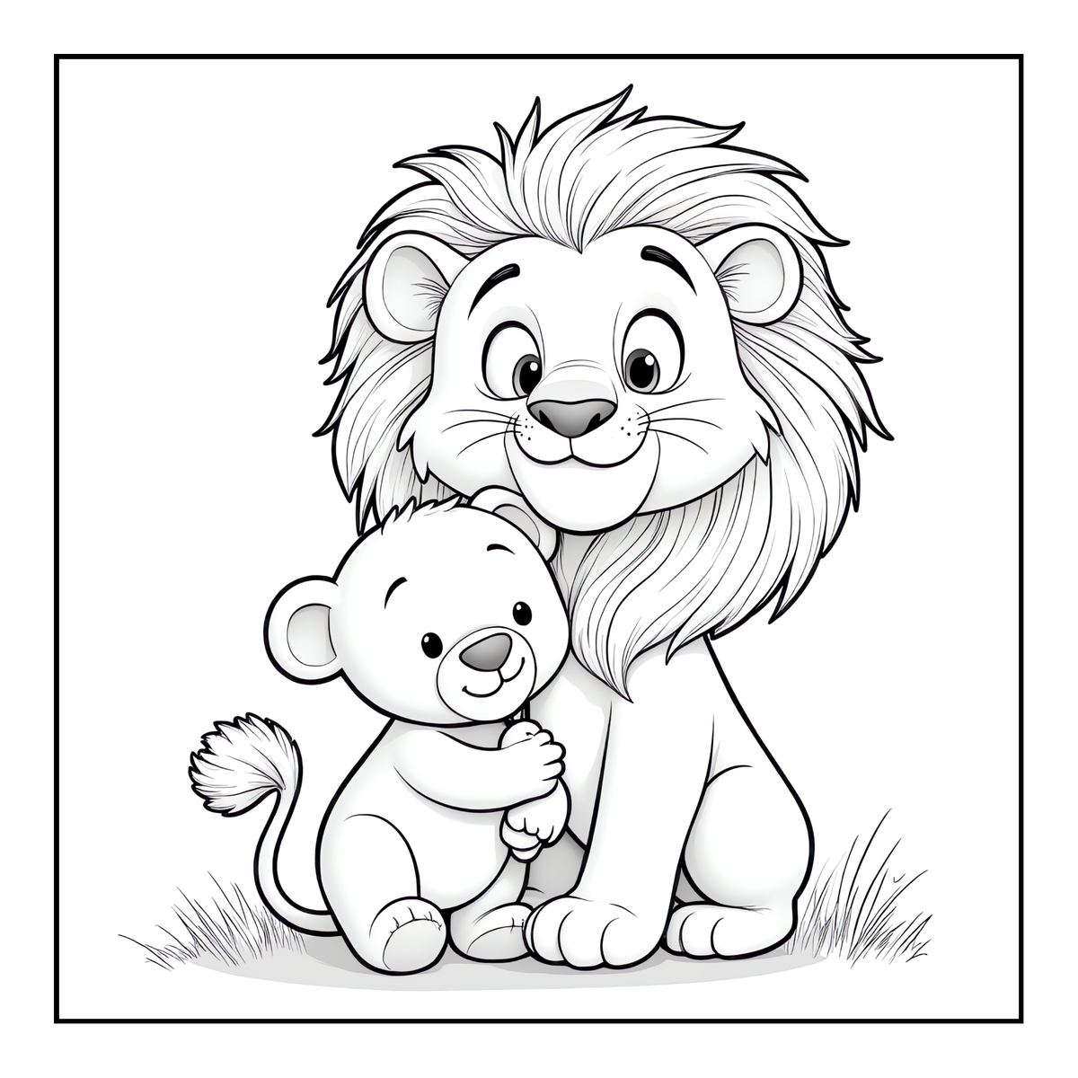 Cute Cozy Funny Lion Animal Coloring Book Gift for Adults Kids Boys Girls Teens: Single Sided Bold and Easy Cool Lion Themed Coloring Book