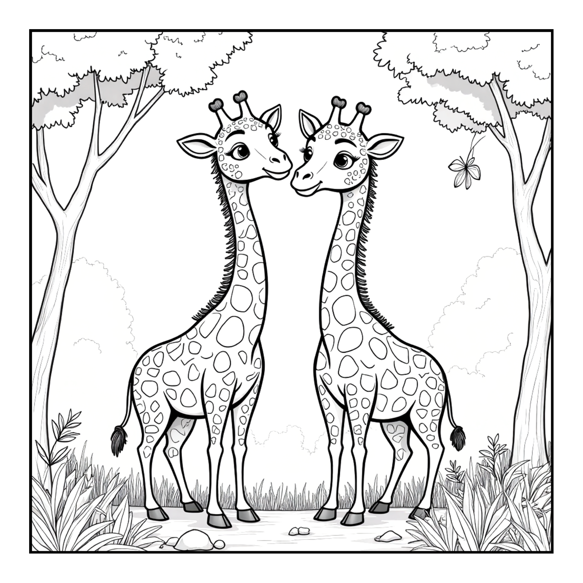 Cute Cozy Funny Giraffe Animal Coloring Book Gift for Adults Kids Boys Girls Teens: Single Sided Bold and Easy Little Giraffe Coloring Book