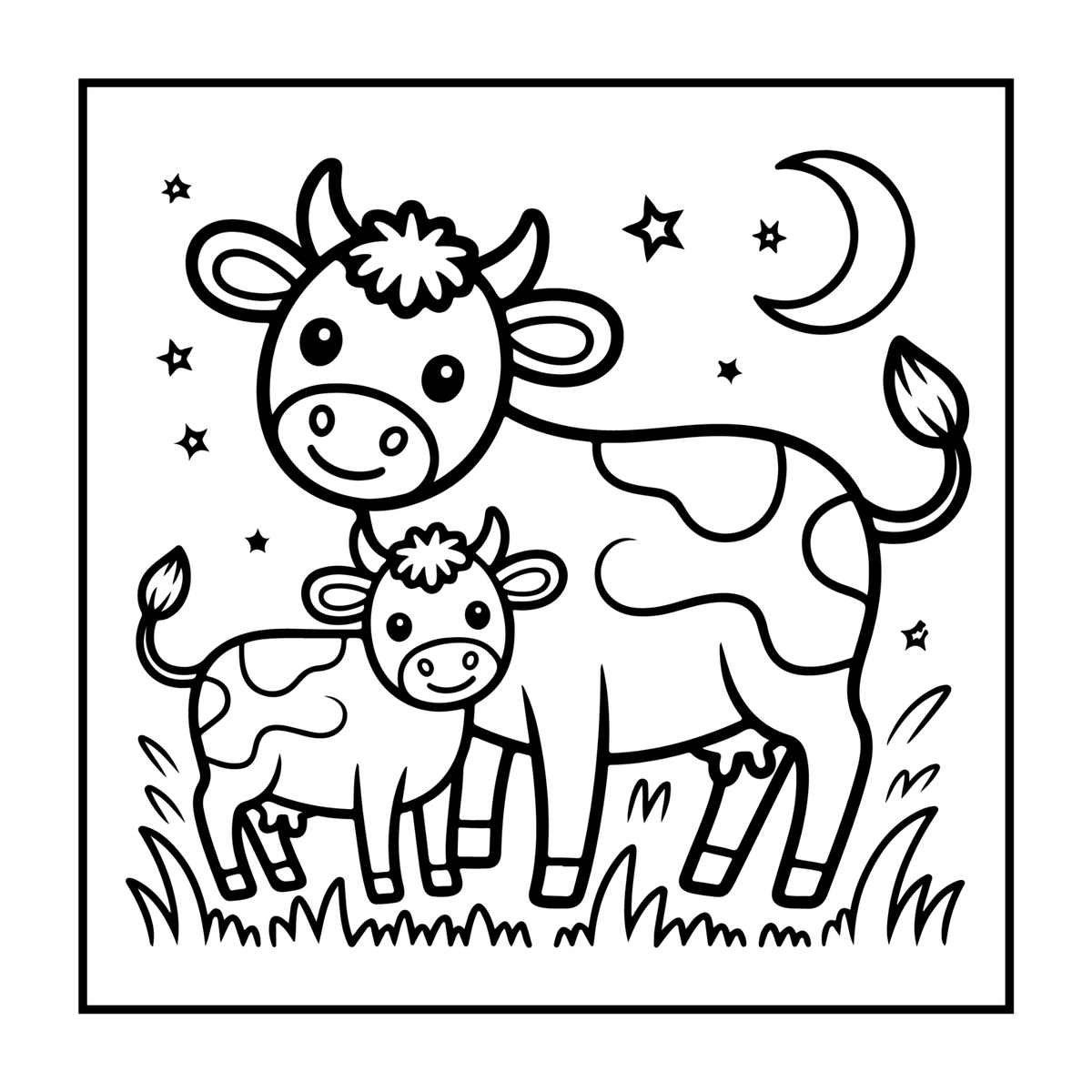 Cute Cow Coloring Book Gift for Adults Kids Boys Girls Teens: Single Sided Pages 25 Designs Cozy Cow Animal Coloring Book for Children