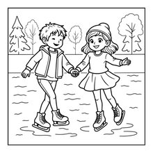 Load image into Gallery viewer, Ice Skating Coloring Book Kids Adults, Winter Sports Figure Skate Activity Coloring Pages, Gift for Skaters Hockey Fans

