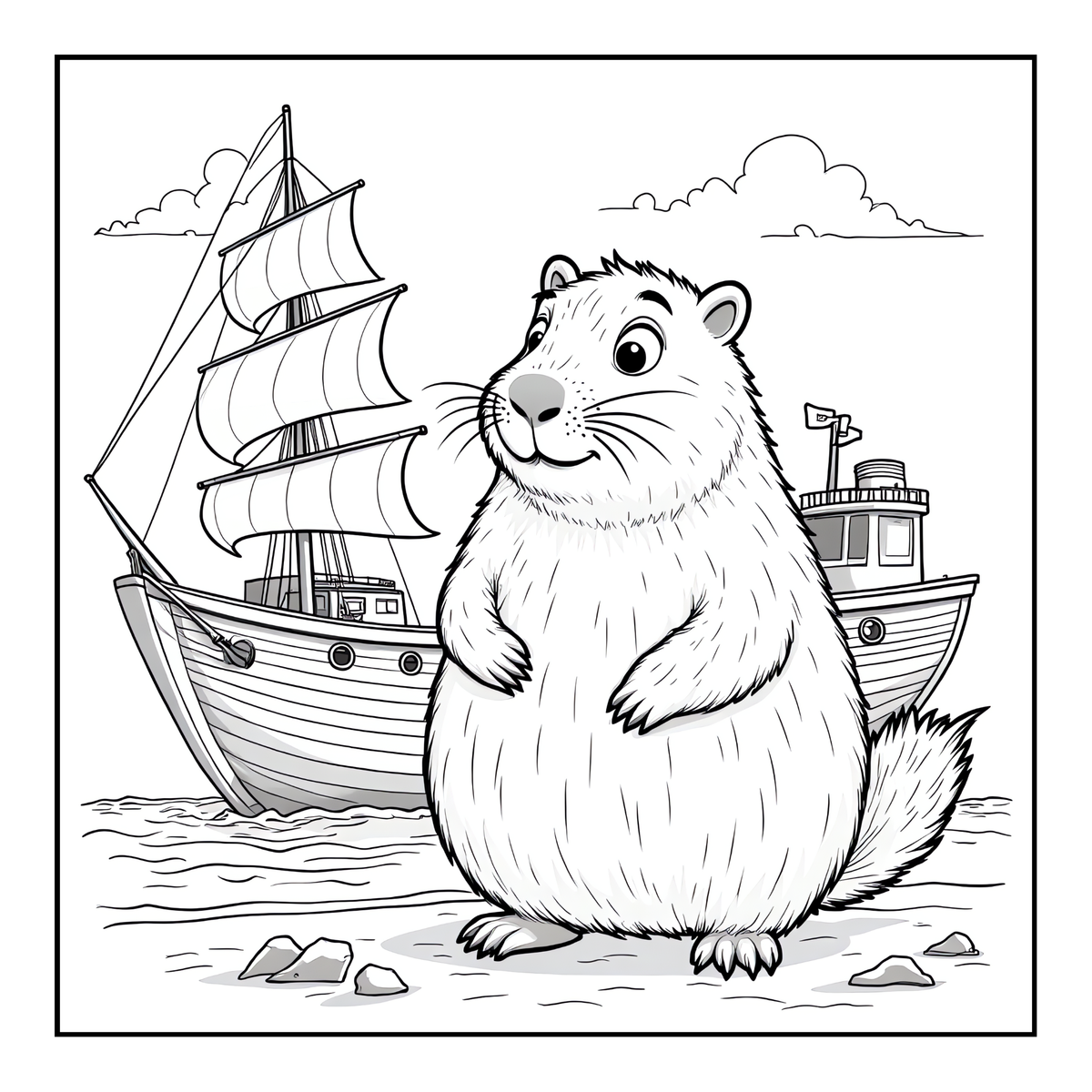 Cute Cozy Funny Capybara Animal Coloring Book Gift for Adults Kids Boys Girls Teens: Single Sided Bold and Easy Cool Capybara Coloring Book