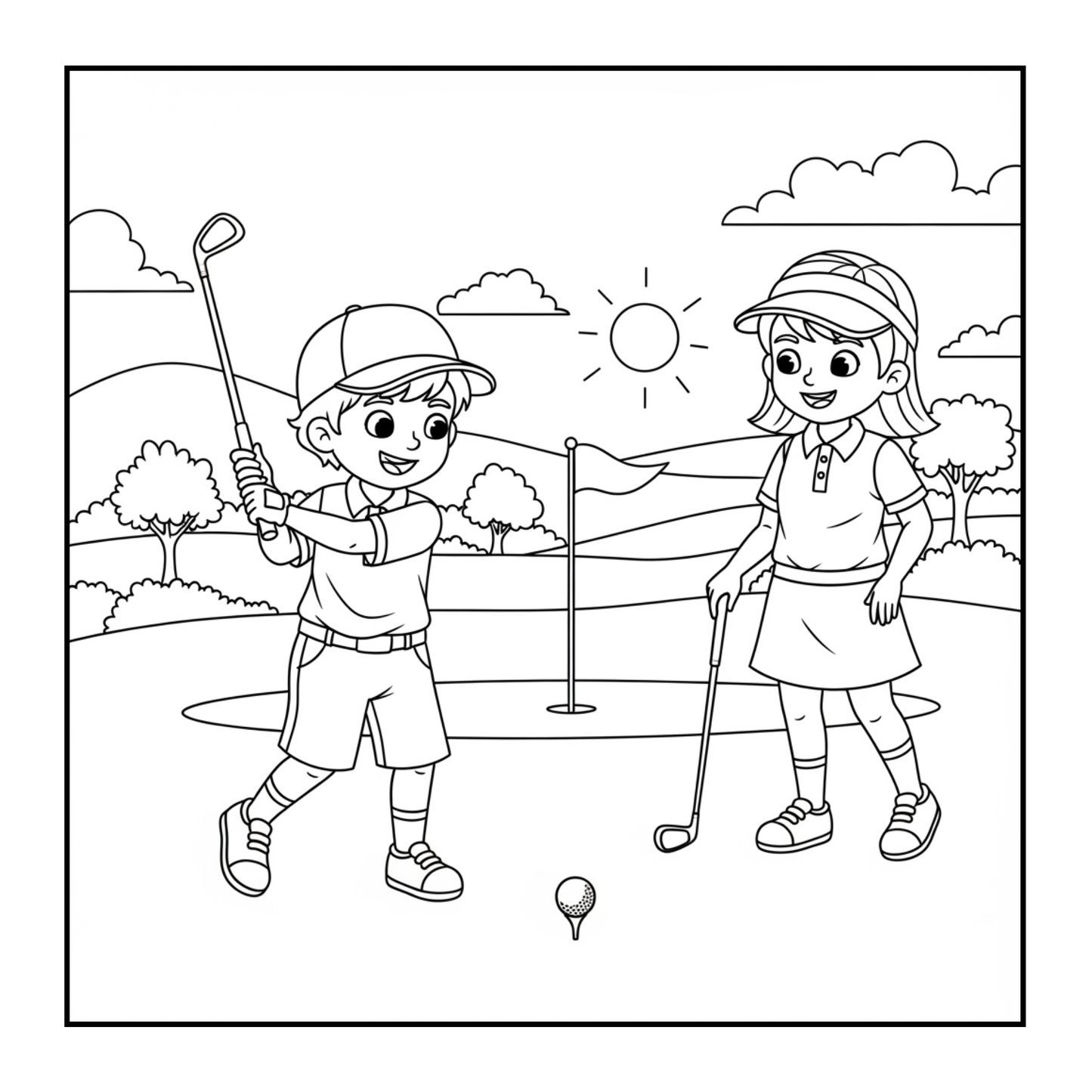 Golf Player Golfer Coloring Book for Adults Men Women Kids Boys Girls Teens Youth Single Sided Golfing Coloring Activity Book for Children