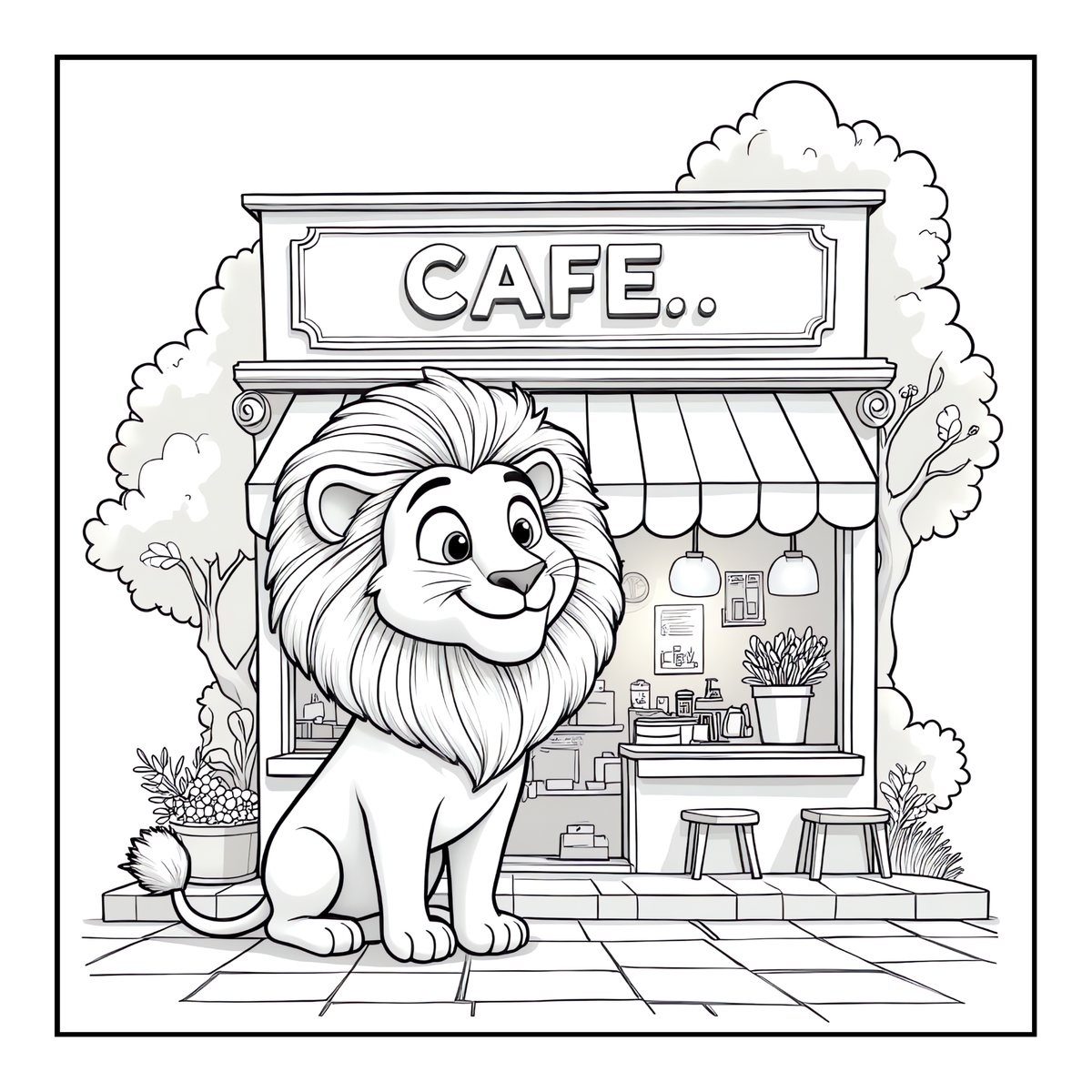 Cute Cozy Funny Lion Animal Coloring Book Gift for Adults Kids Boys Girls Teens: Single Sided Bold and Easy Cool Lion Themed Coloring Book